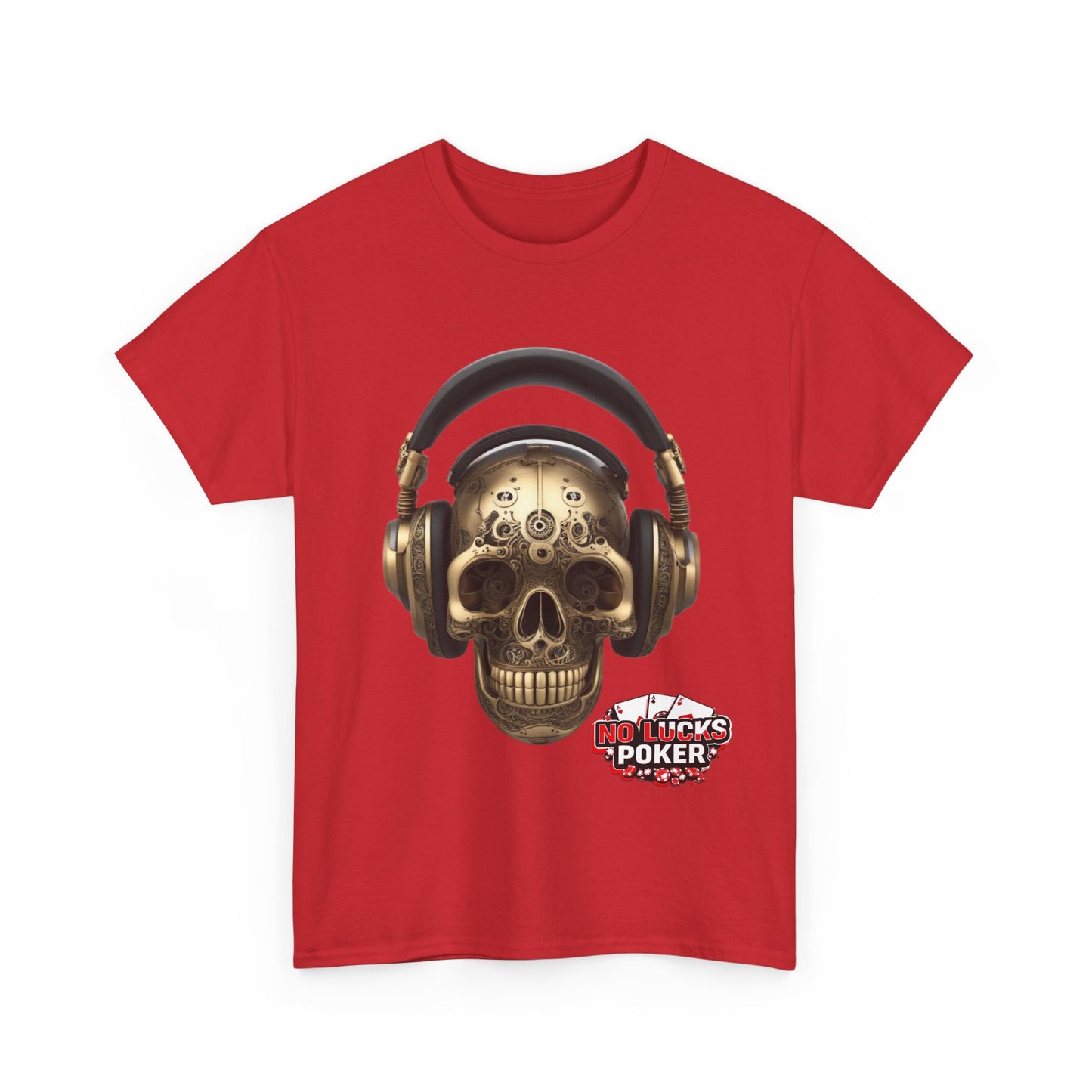 Clockwork steampunk Skull with headphones unisex heavy cotton T-shirt