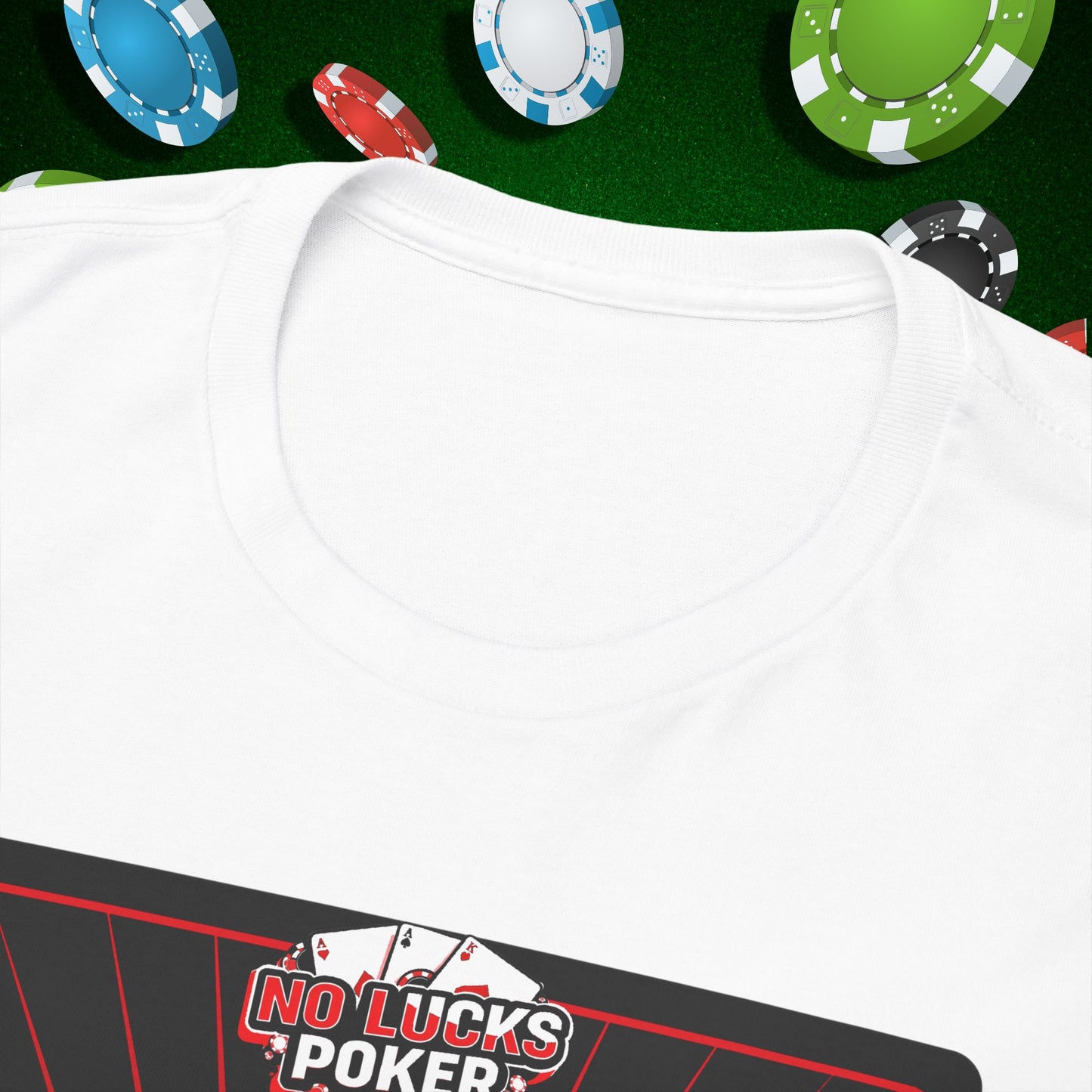 No Lucks Given Ace of Clubs card with two big axes Red Green Poker T-Shirt Must have Good Luck All-in
