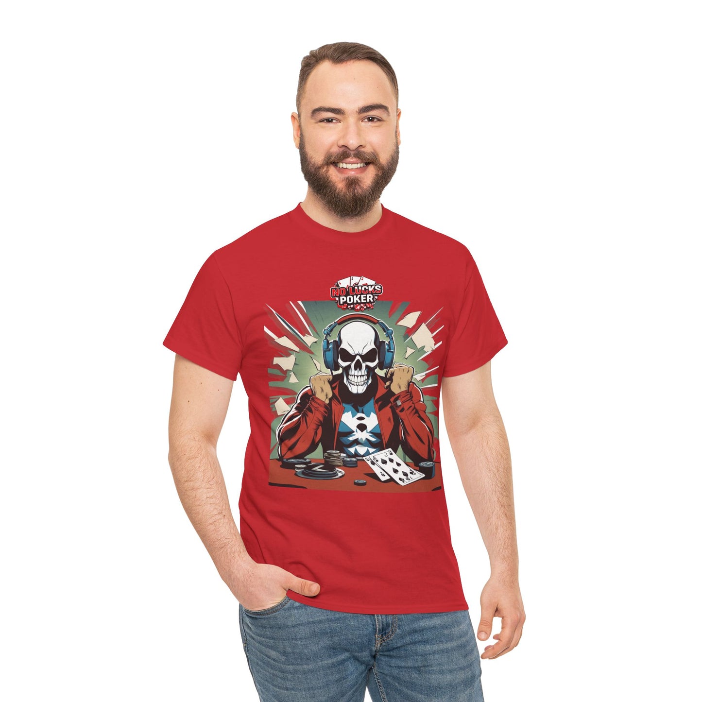 No Lucks Given – Poker Skull w/ Headphones Tee (Hero/Villain Edition)