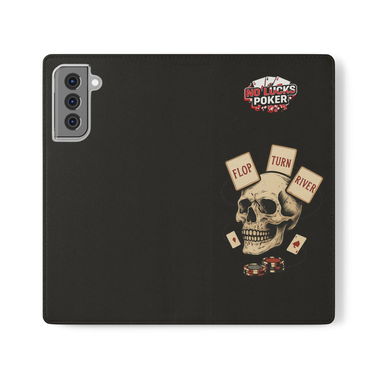 Flop Turn River Skull Wallet Phone Case | Zero Lucks – Poker Grind Gear