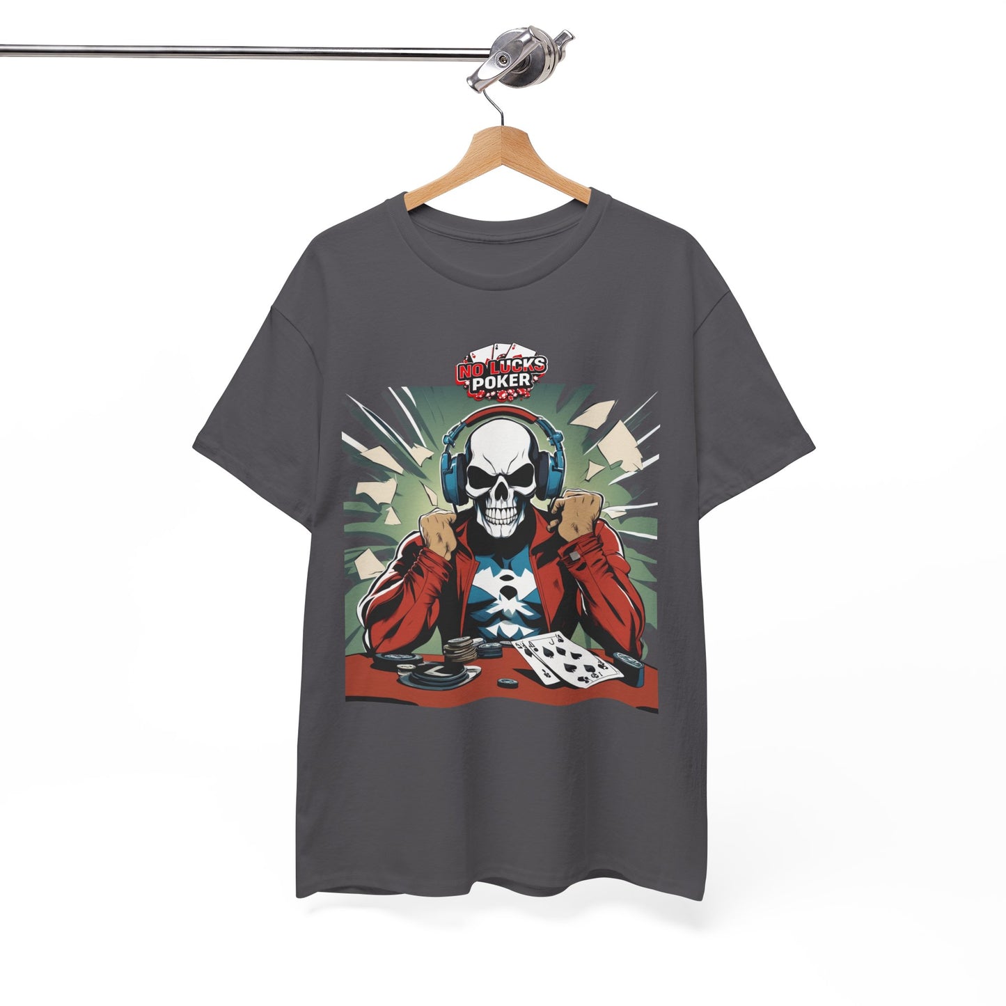 No Lucks Given – Poker Skull w/ Headphones Tee (Hero/Villain Edition)