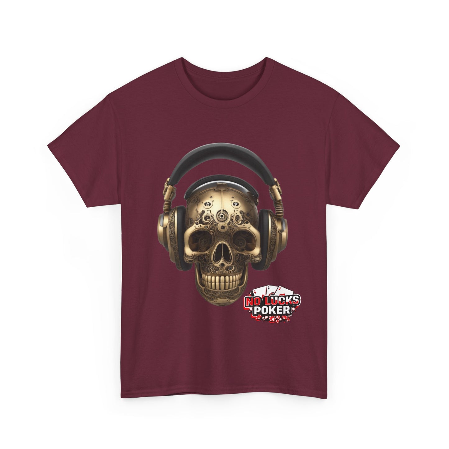 Clockwork steampunk Skull with headphones unisex heavy cotton T-shirt