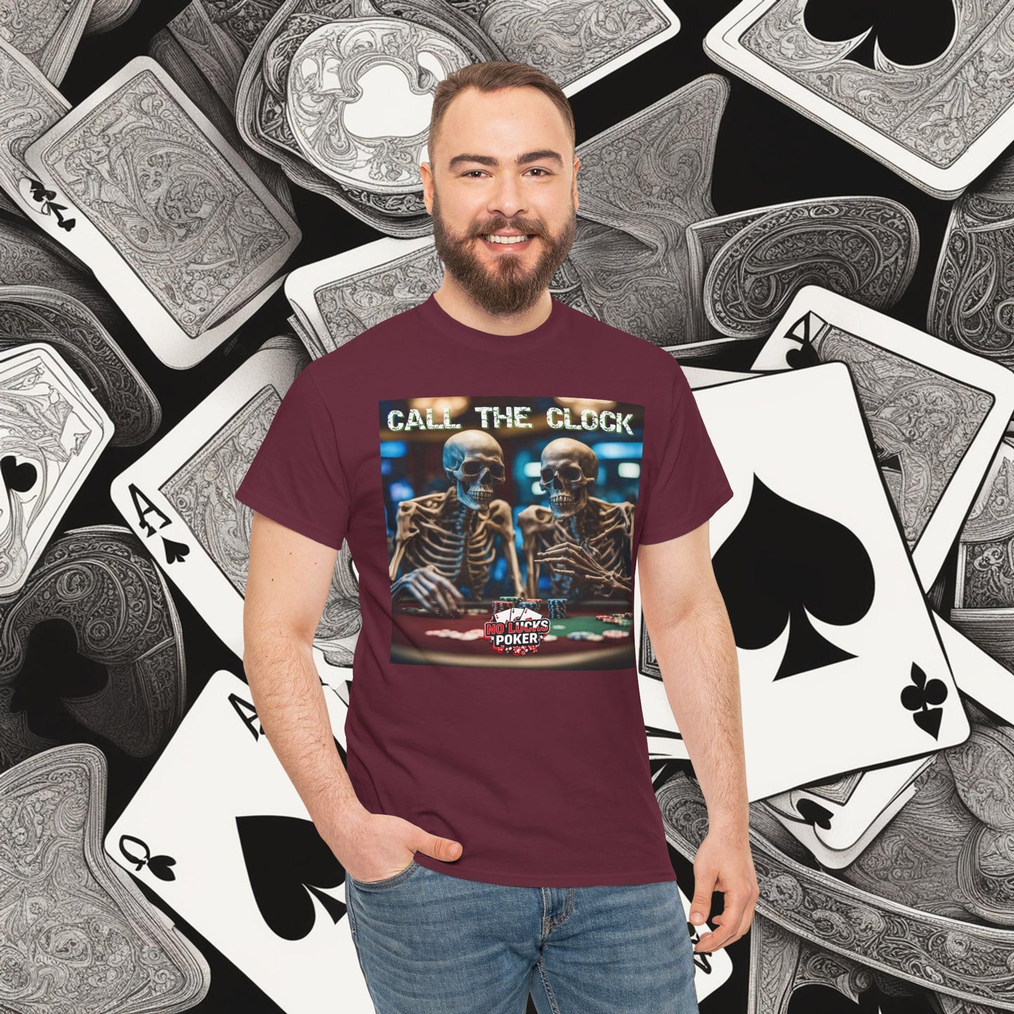 Call the clock skull unisex heavy cotton T-Shirt Must have Good Luck All-in