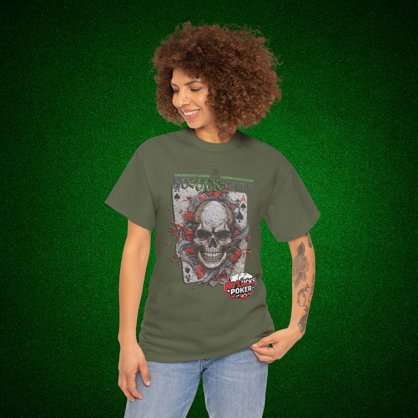 No Lucks Given Skull Breaking thru Ace of Spades T-Shirt Must have Good Luck All-in