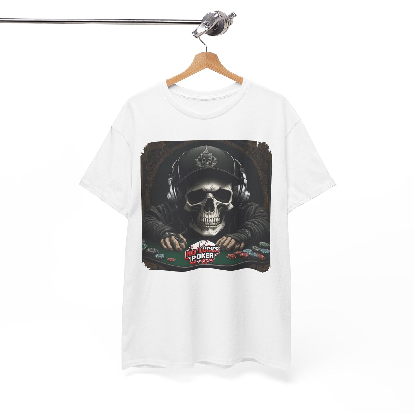 No Lucks Given – Hoodie Skull & Headphones Poker Tee