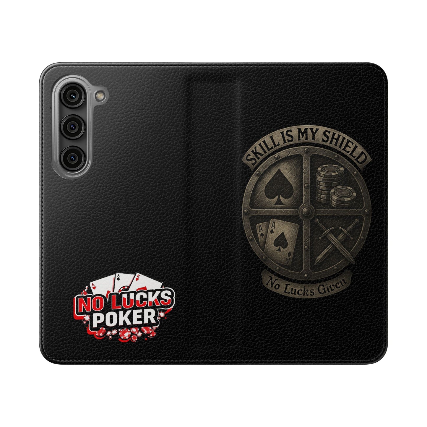 Skill Is My Shield Poker Phone Case | Zero Lucks – Ace of Spades & Crossed Swords – iPhone & Android Phone Cover
