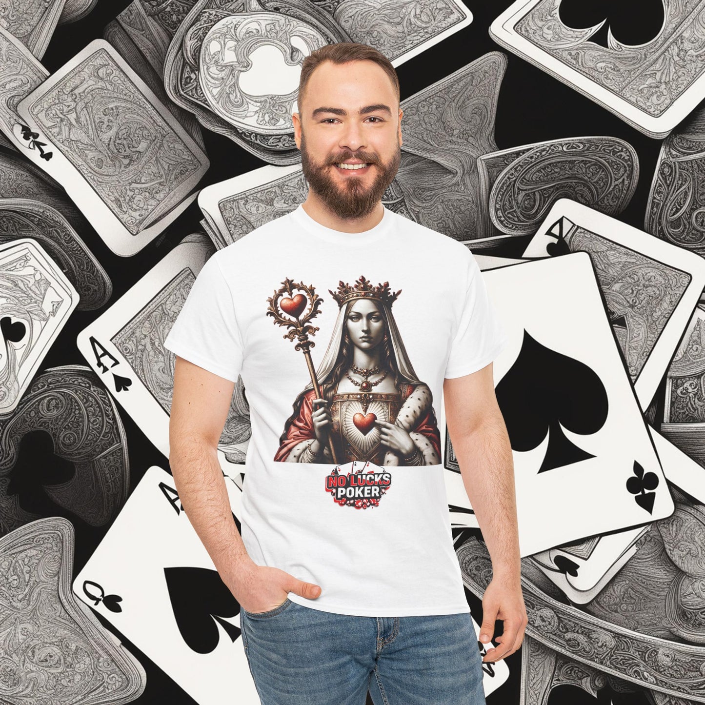 Queen of Hearts Poker T-Shirt | Unisex Heavy Cotton Tee