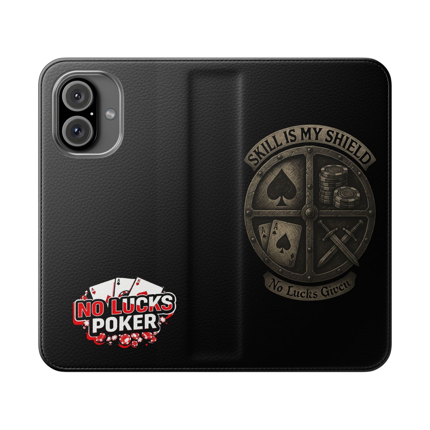 Skill Is My Shield Poker Phone Case | Zero Lucks – Ace of Spades & Crossed Swords – iPhone & Android Phone Cover