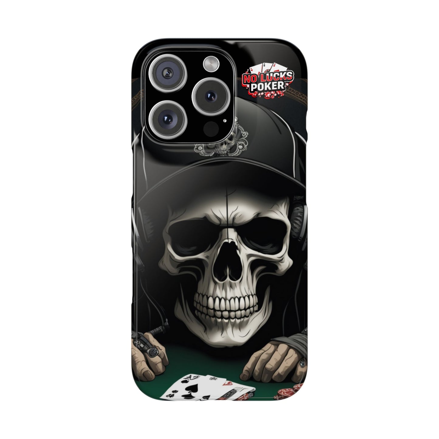 Poker Player with Skull at Poker Table Slim Phone Case -  iPhone 13 - 16