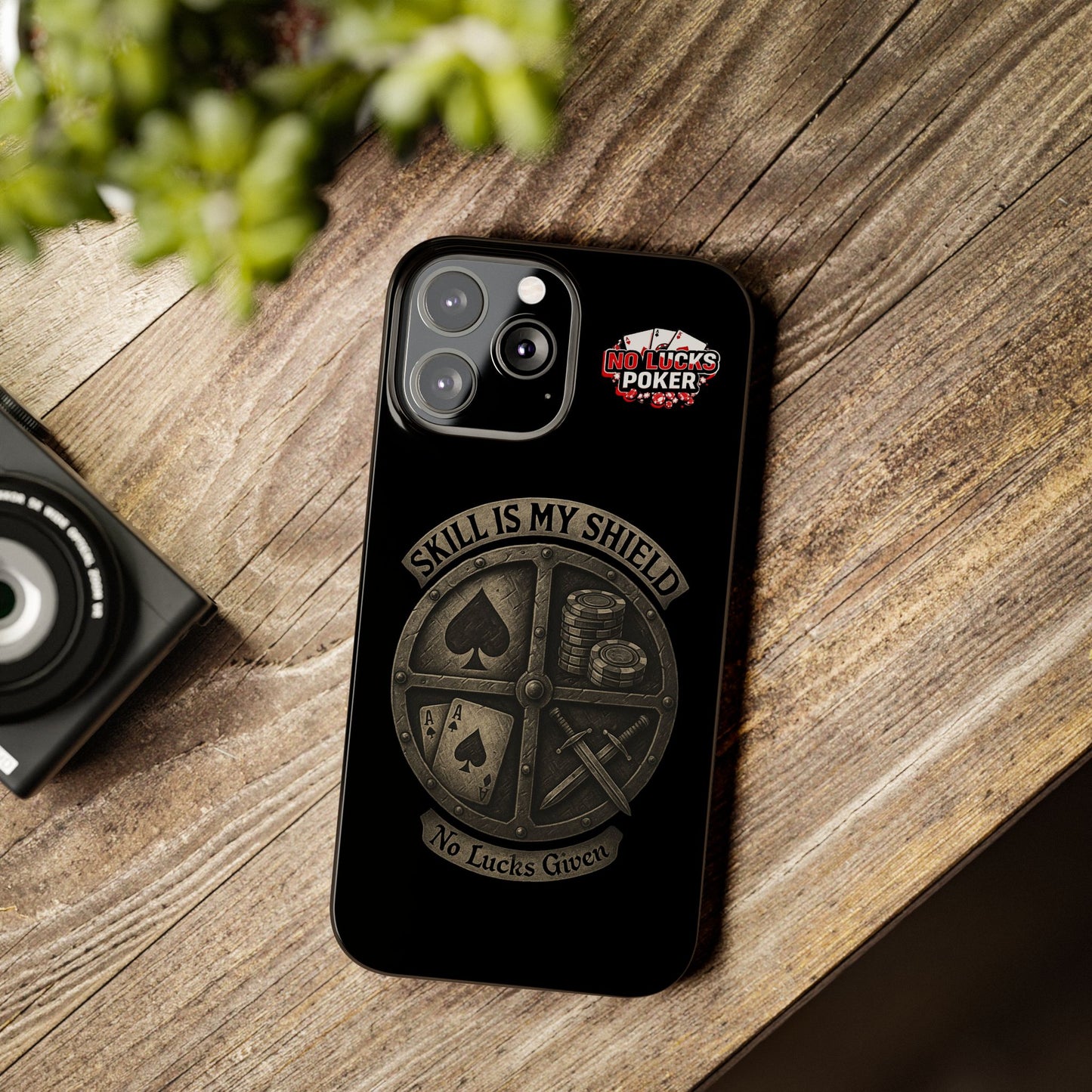 Skill Is My Shield Poker Phone Case | Zero Lucks – Ace of Spades & Crossed Swords -  iPhone 13 - 16