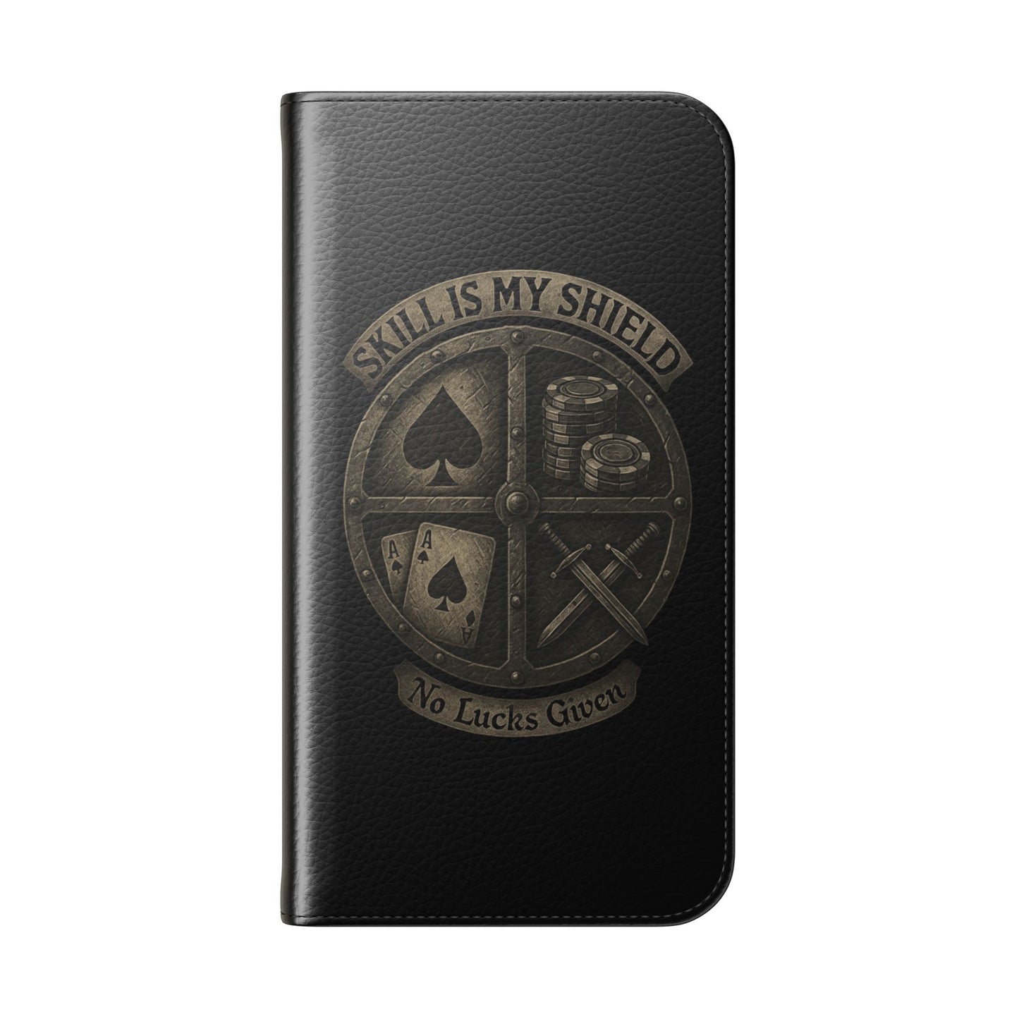 Skill Is My Shield Poker Phone Case | Zero Lucks – Ace of Spades & Crossed Swords – iPhone & Android Phone Cover