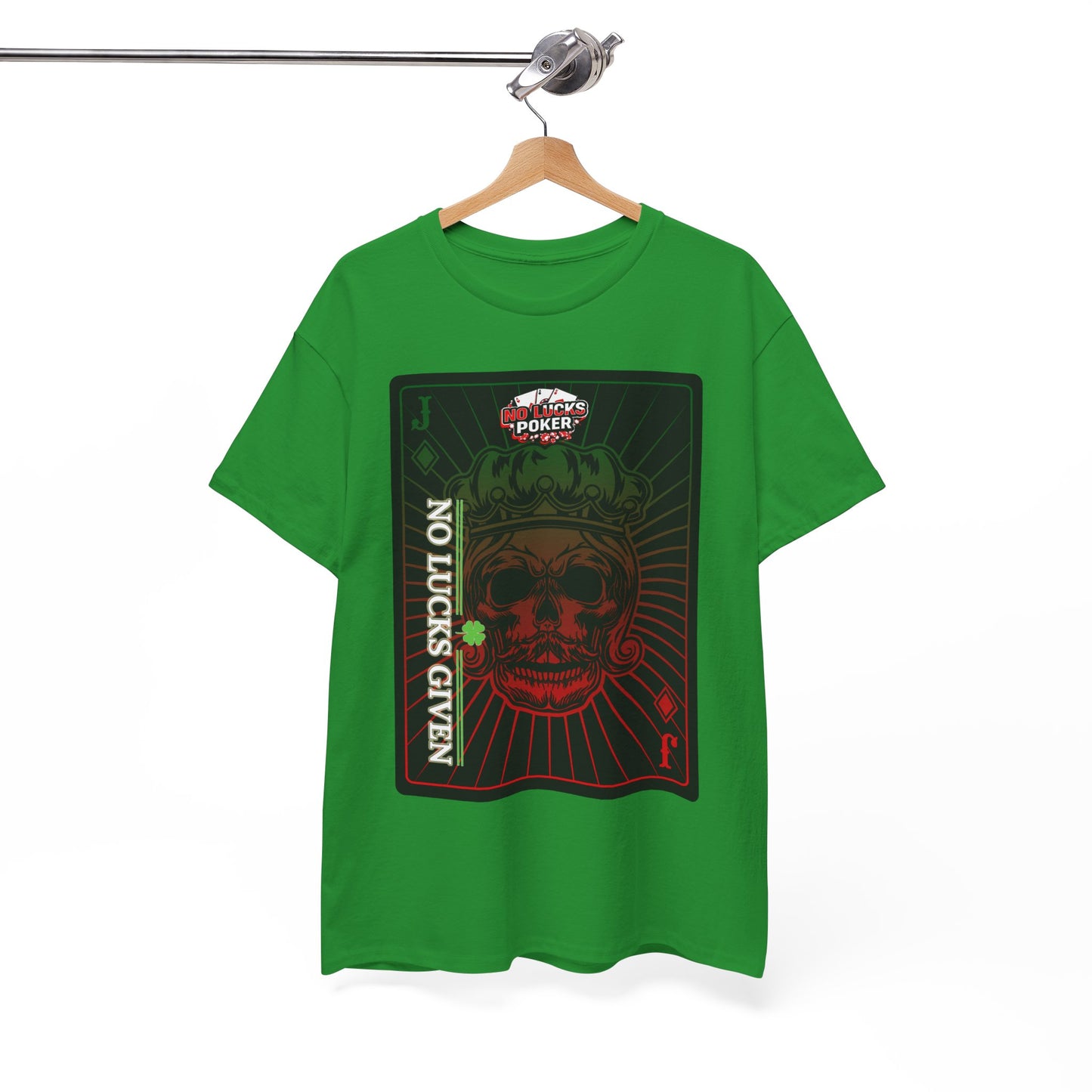No Lucks Given – Jack Skull Crown Poker Tee (Green & Red Edition)