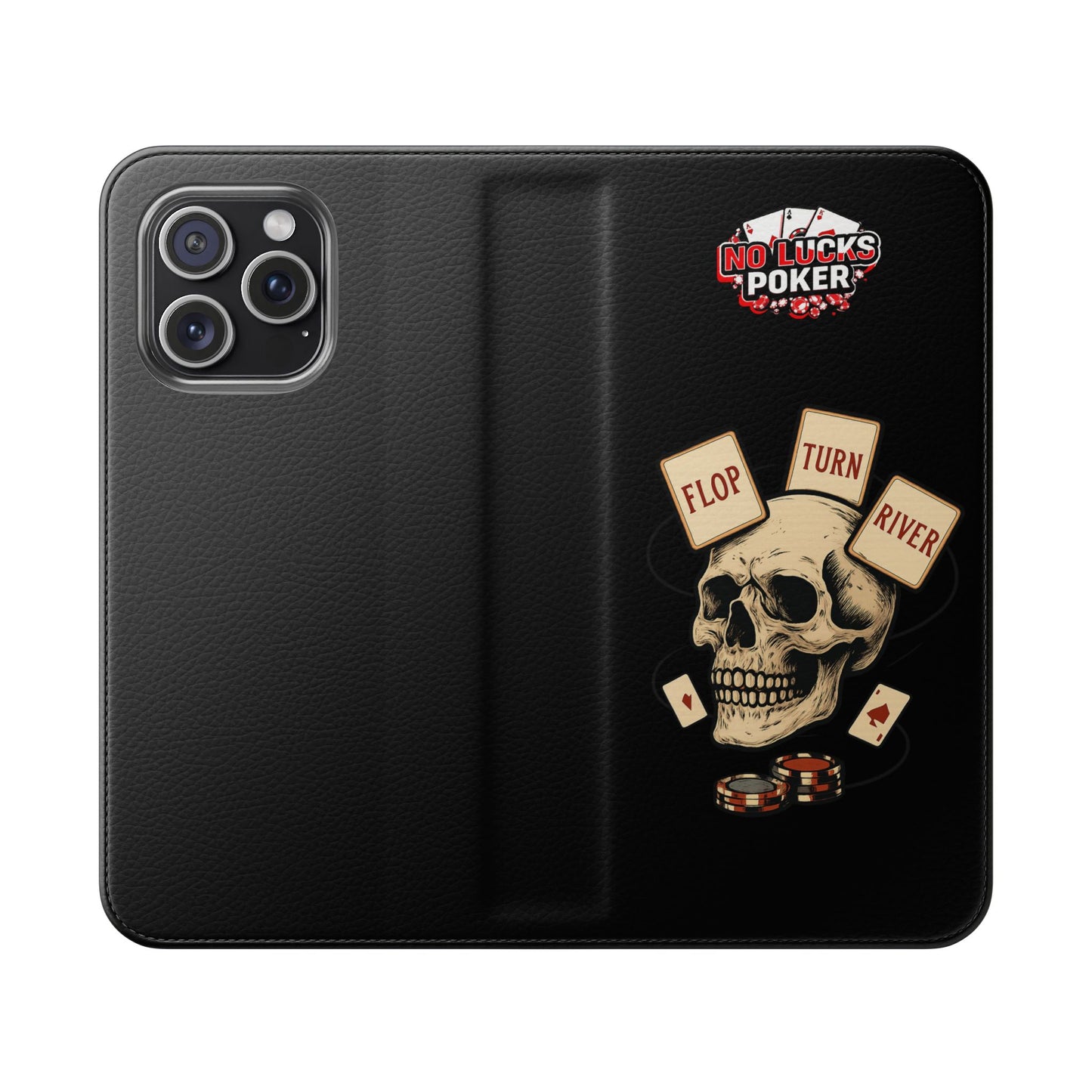 Flop Turn River Skull Wallet Phone Case | Zero Lucks – Poker Grind Gear