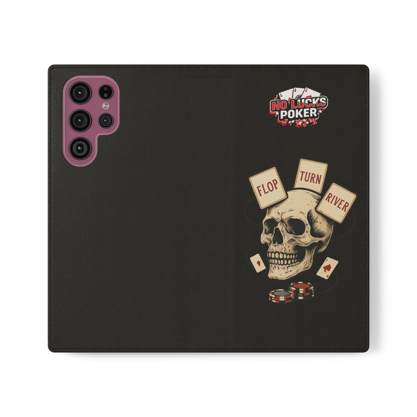 Flop Turn River Skull Wallet Phone Case | Zero Lucks – Poker Grind Gear