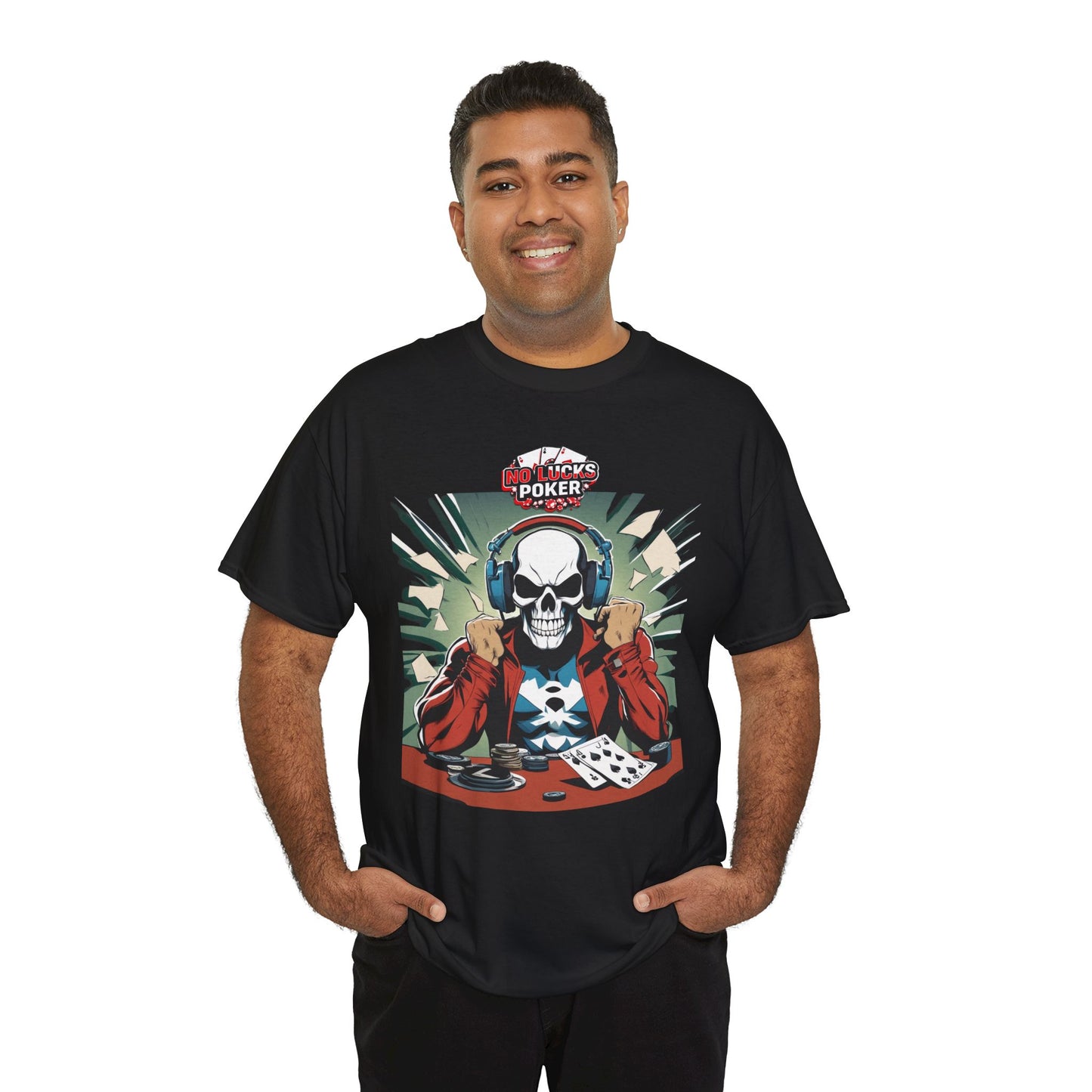 No Lucks Given – Poker Skull w/ Headphones Tee (Hero/Villain Edition)