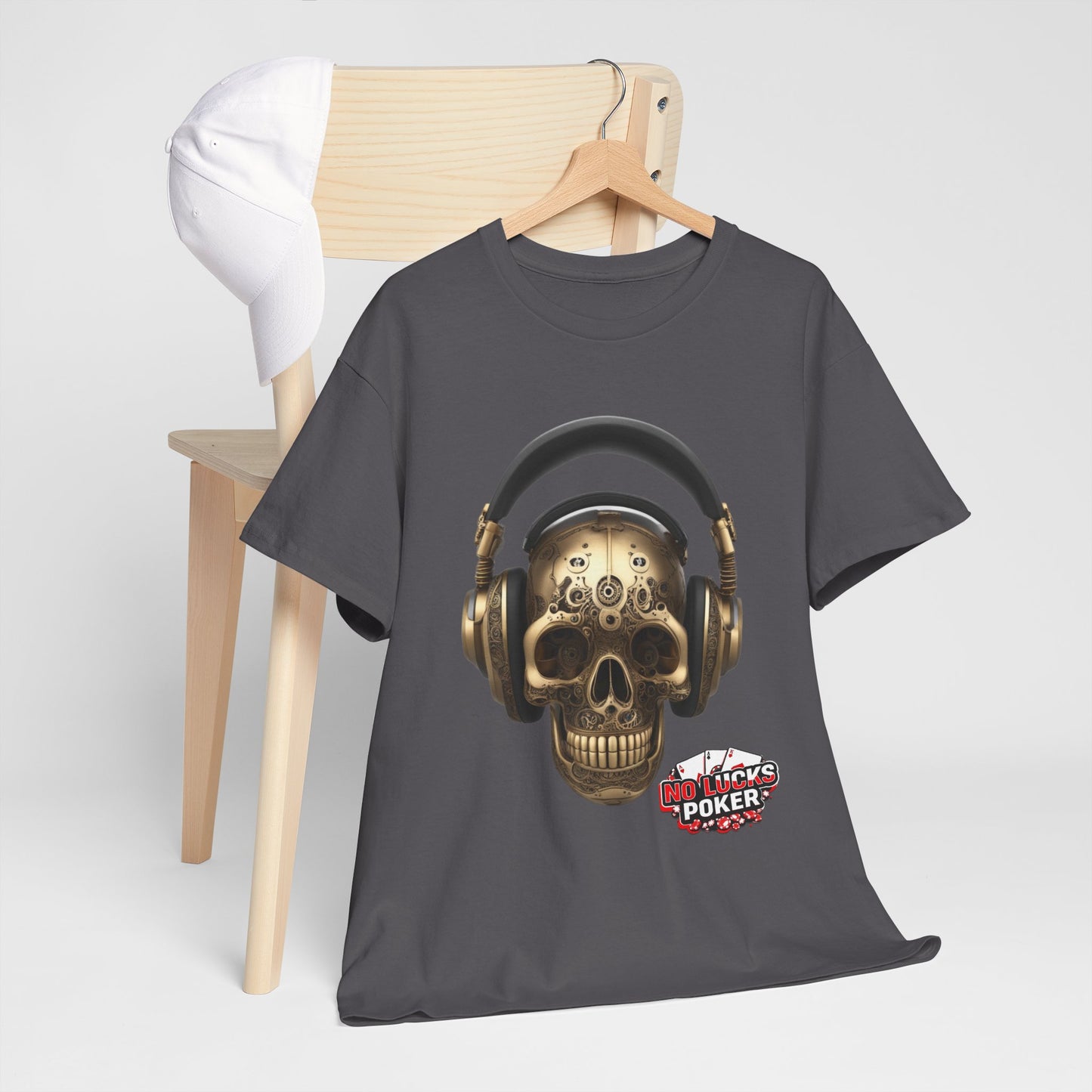 Clockwork steampunk Skull with headphones unisex heavy cotton T-shirt
