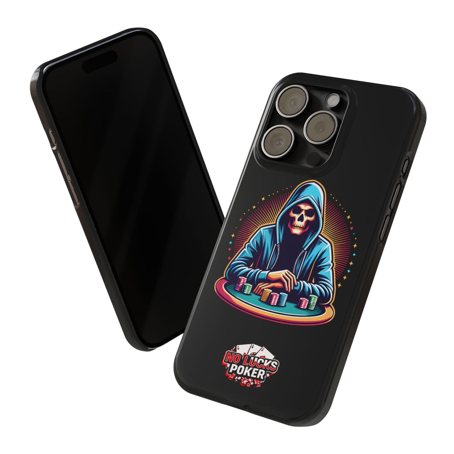 Poker Player with Skull at Poker Table Slim Phone Case -  iPhone 13 - 15