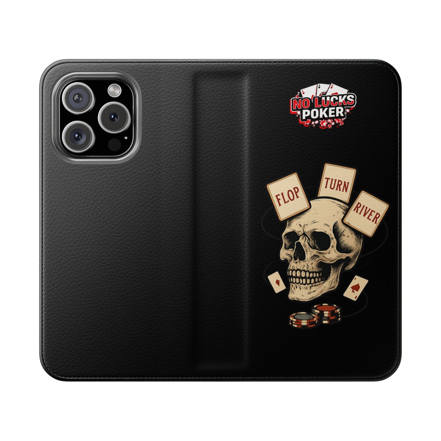 Flop Turn River Skull Wallet Phone Case | Zero Lucks – Poker Grind Gear