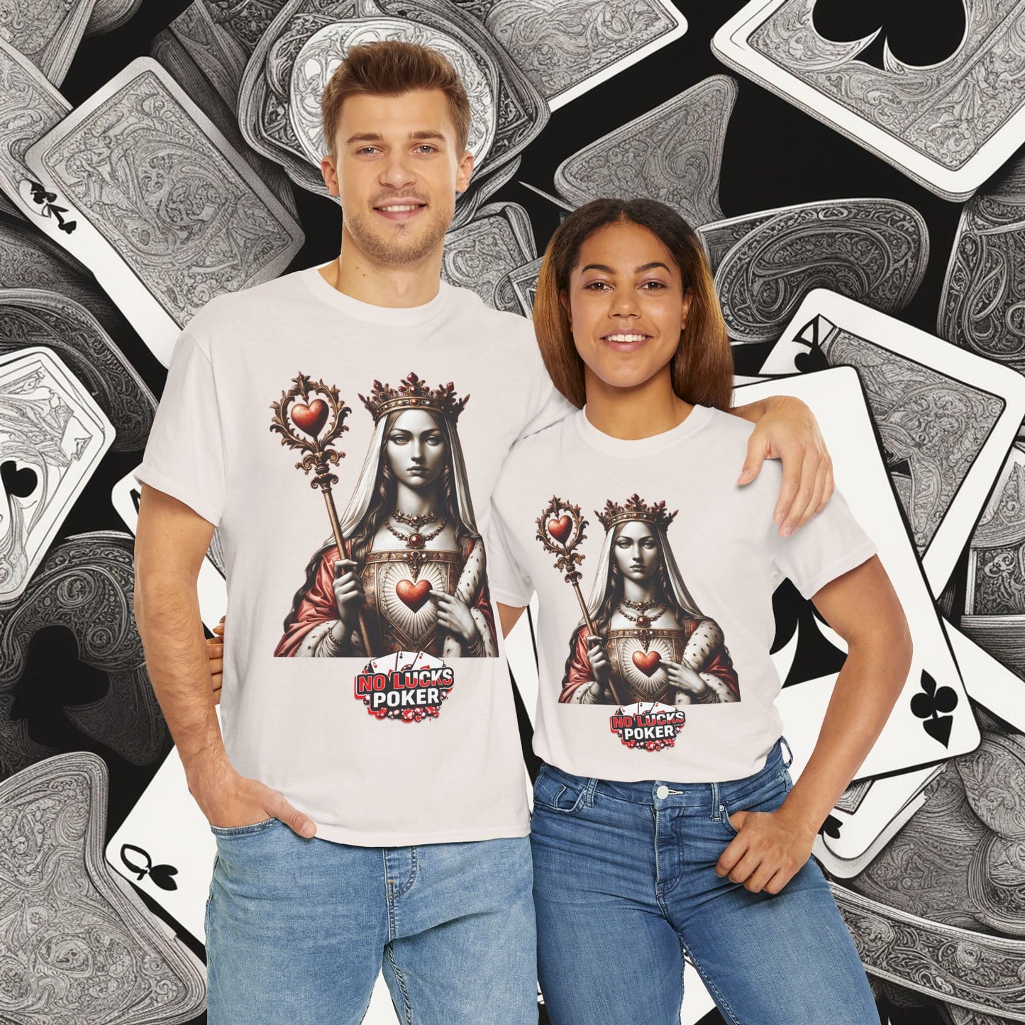Queen of Hearts Poker T-Shirt | Unisex Heavy Cotton Tee