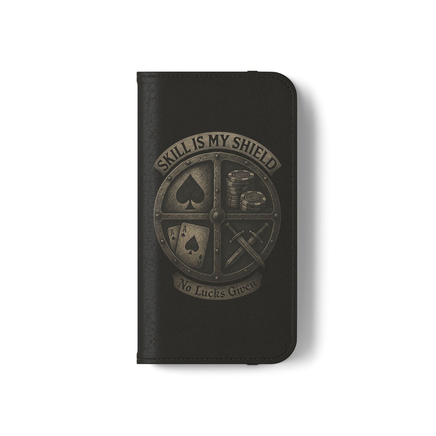 Skill Is My Shield Poker Phone Case | Zero Lucks – Ace of Spades & Crossed Swords – iPhone & Android Phone Cover