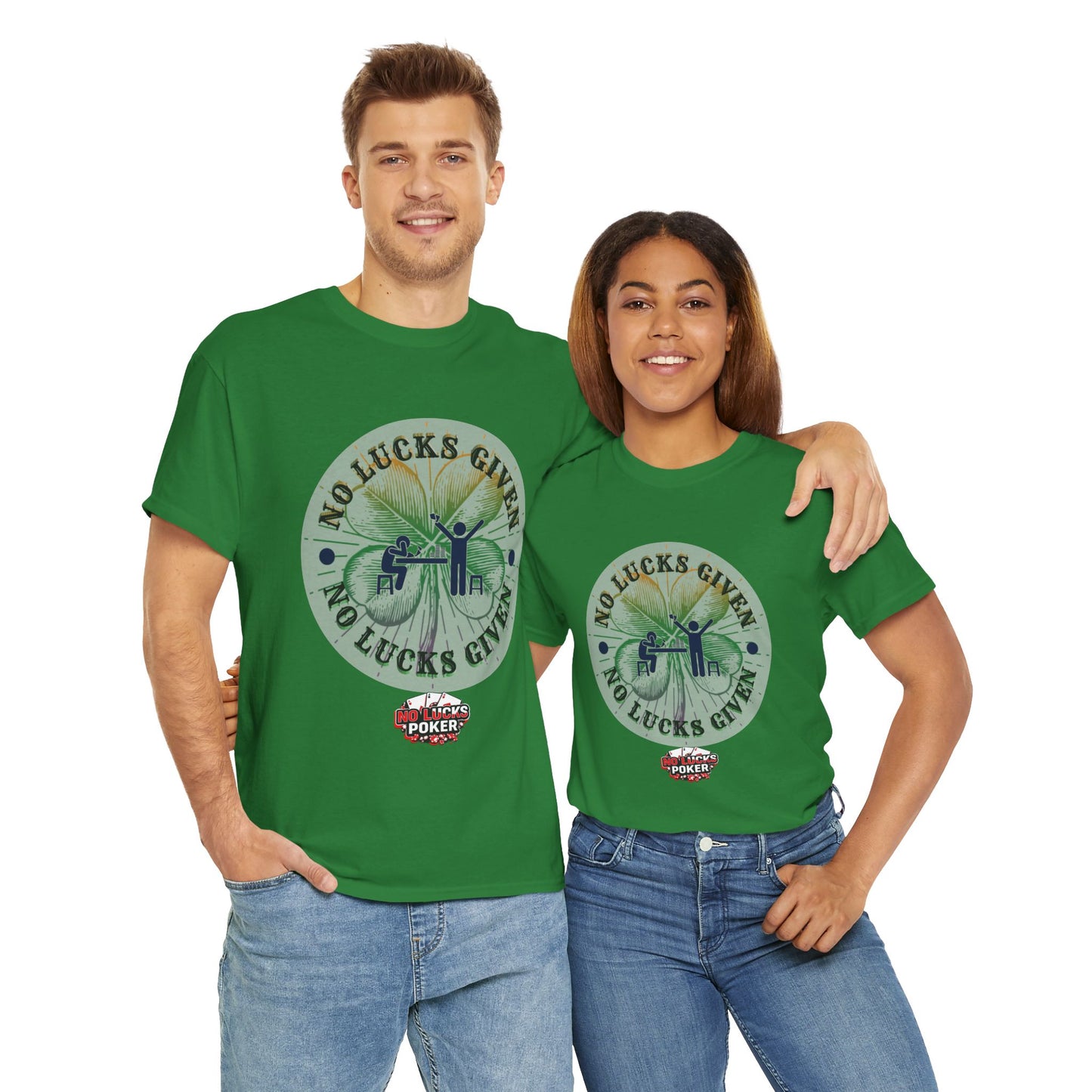 No Lucks Given – Large Clover Poker T-Shirt | Skill Over Luck