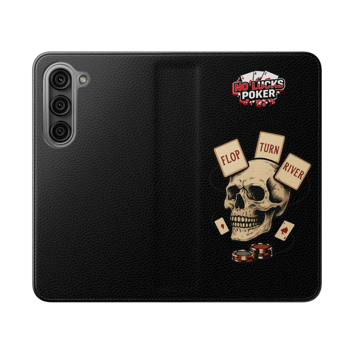 Flop Turn River Skull Wallet Phone Case | Zero Lucks – Poker Grind Gear
