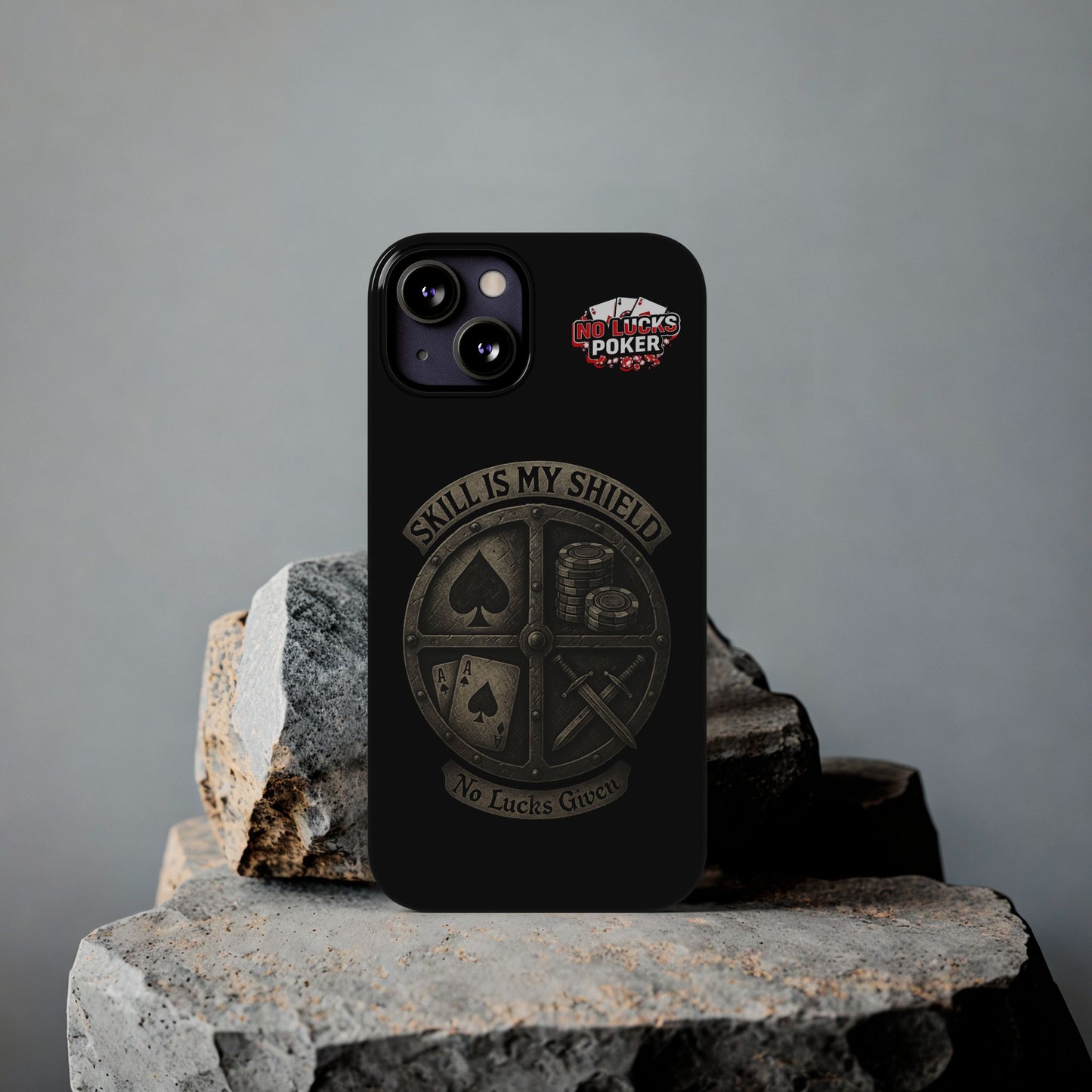 Skill Is My Shield Poker Phone Case | Zero Lucks – Ace of Spades & Crossed Swords -  iPhone 13 - 16