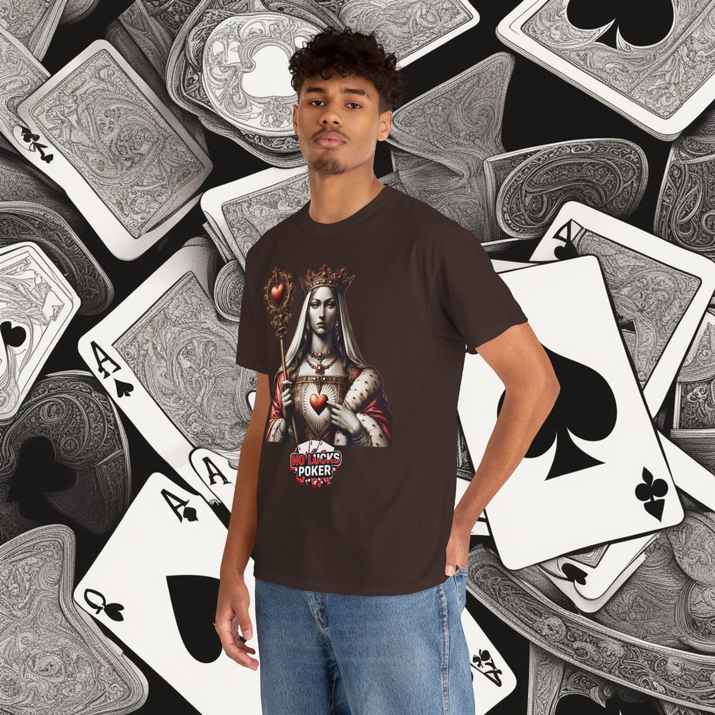 Queen of Hearts Poker T-Shirt | Unisex Heavy Cotton Tee