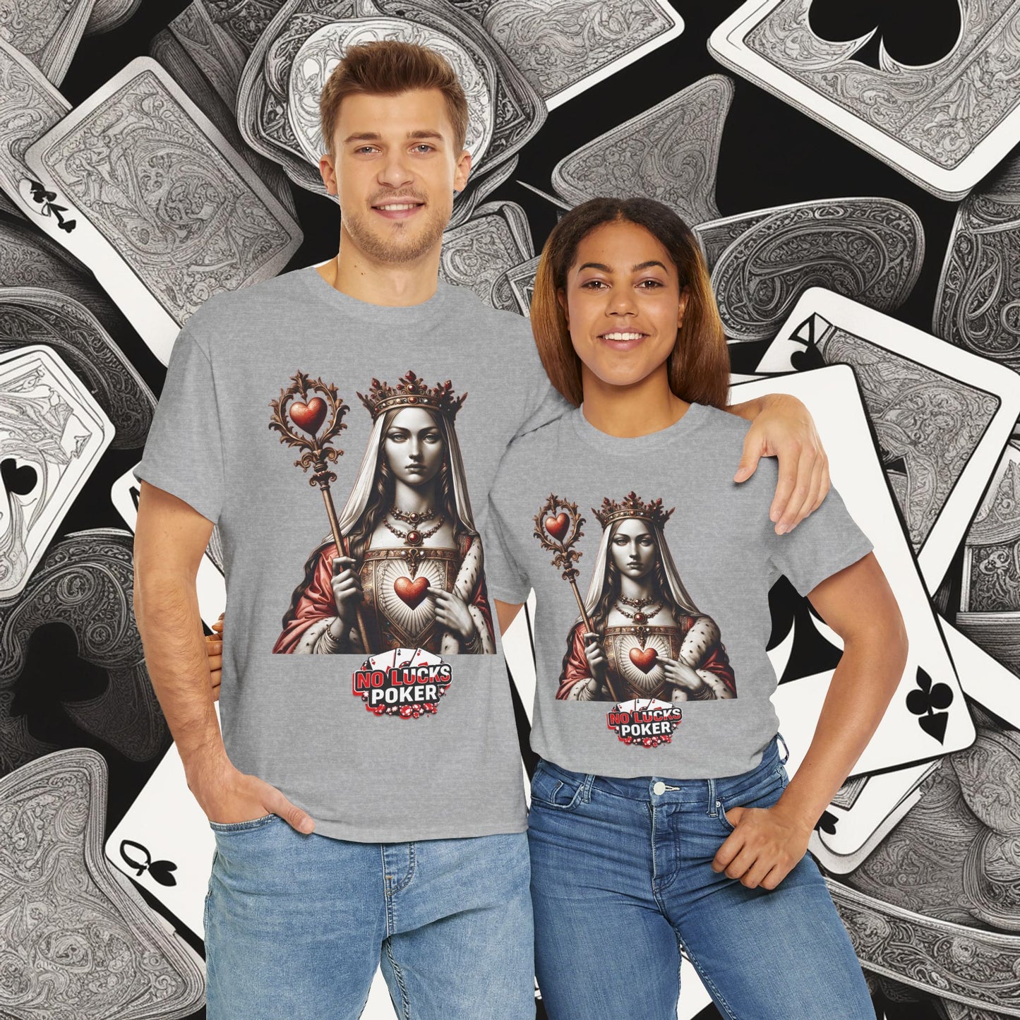 Queen of Hearts Poker T-Shirt | Unisex Heavy Cotton Tee