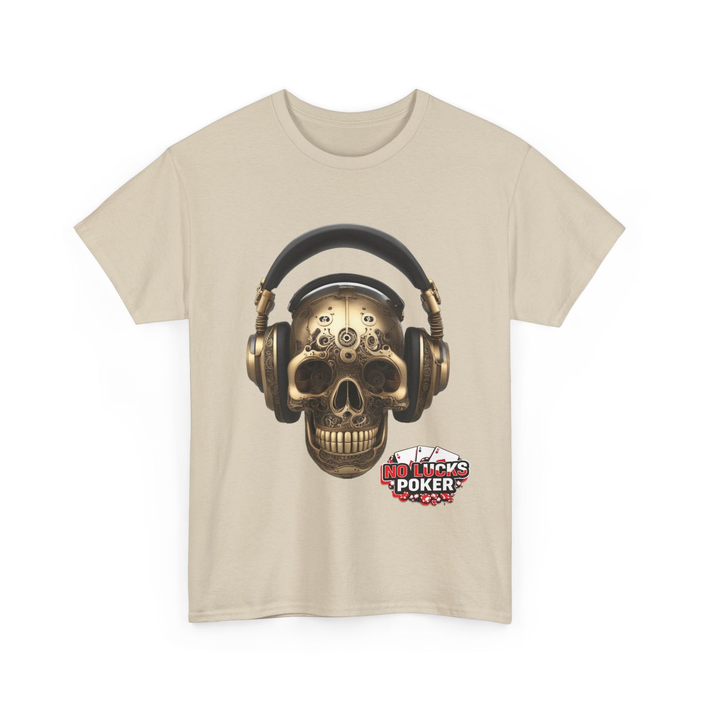 Clockwork steampunk Skull with headphones unisex heavy cotton T-shirt