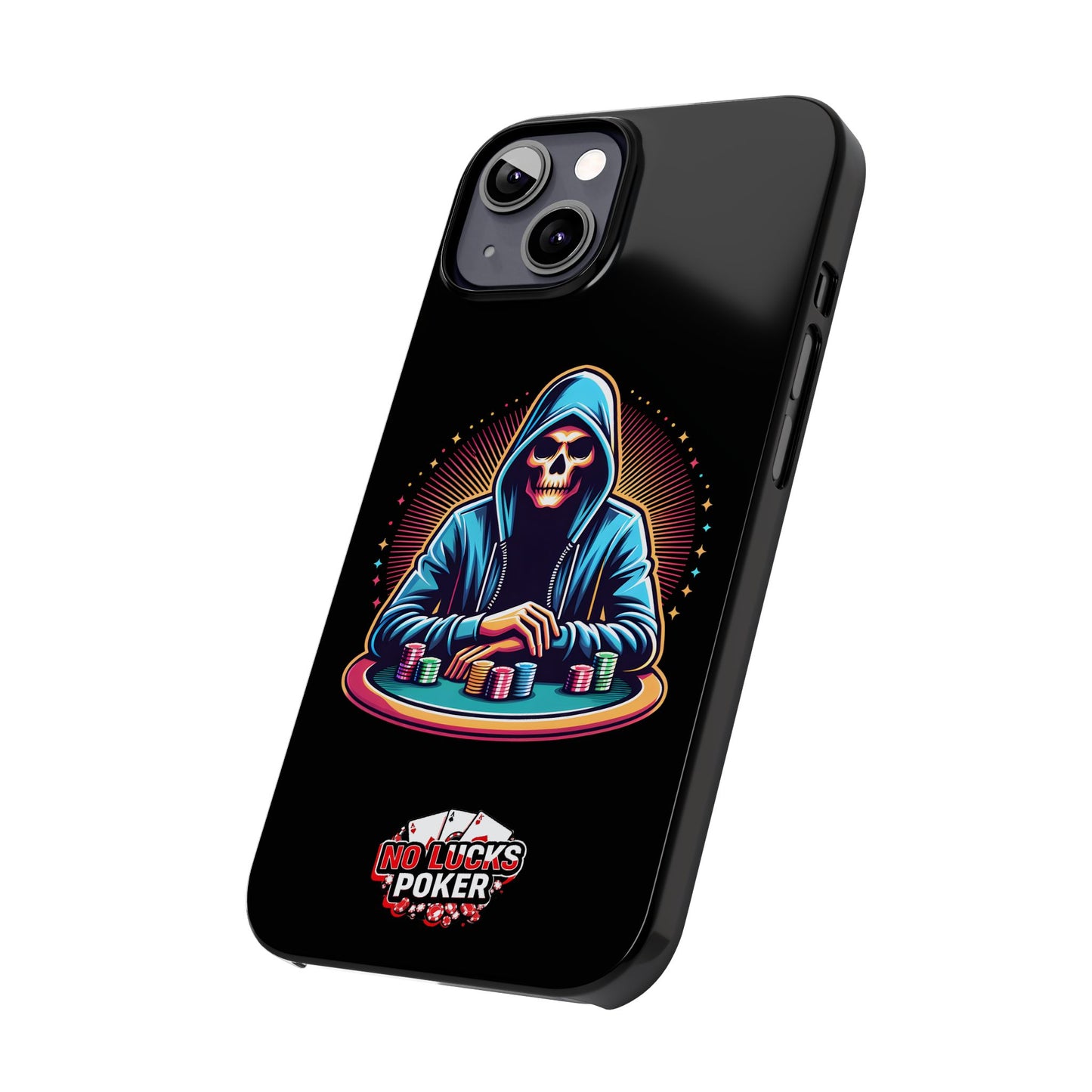Poker Player with Skull at Poker Table Slim Phone Case -  iPhone 13 - 15