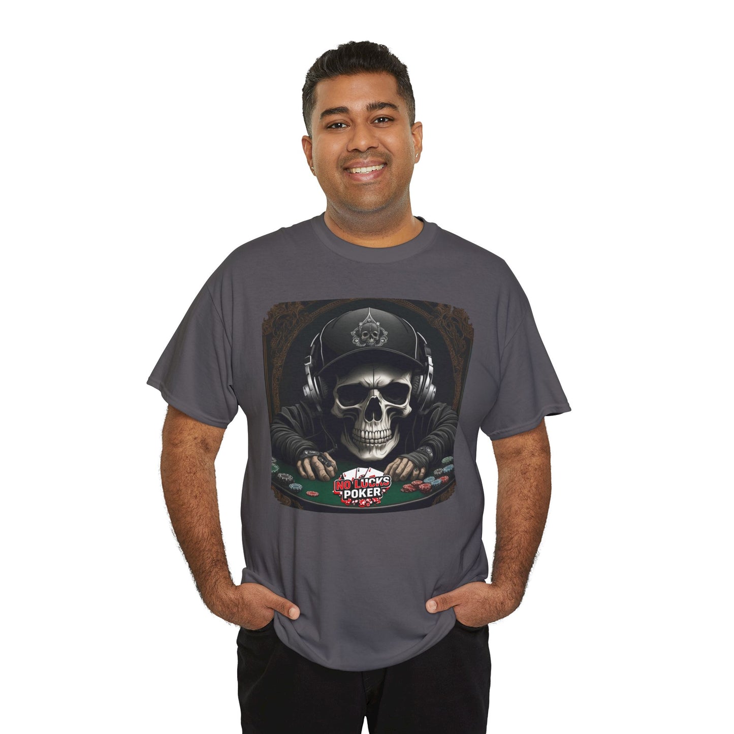 No Lucks Given – Hoodie Skull & Headphones Poker Tee