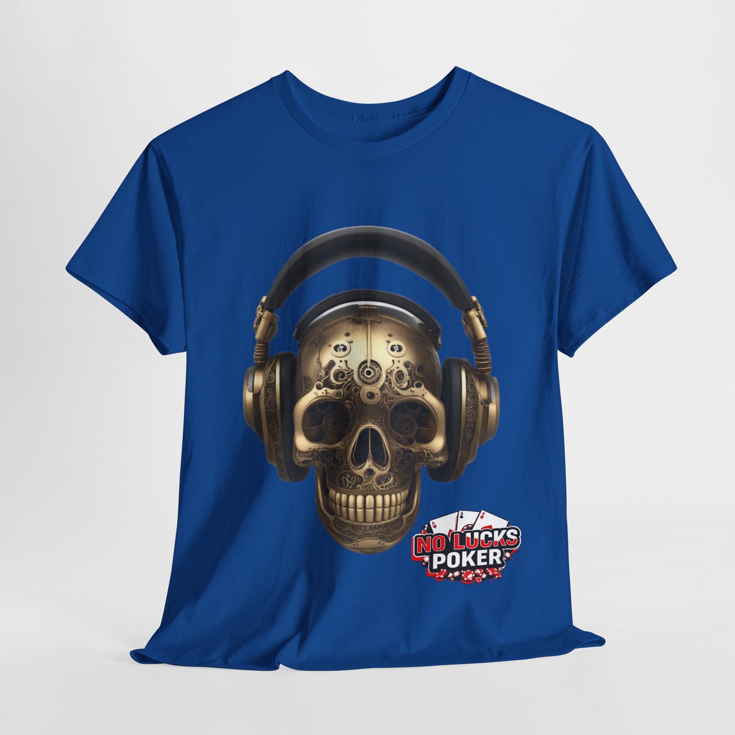 Clockwork steampunk Skull with headphones unisex heavy cotton T-shirt