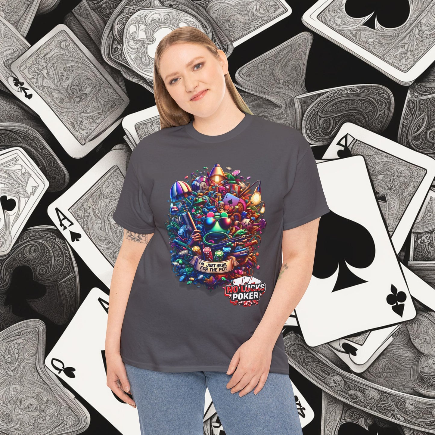 I'm Just here for the Pot unisex heavy cotton tee Poker Apparel