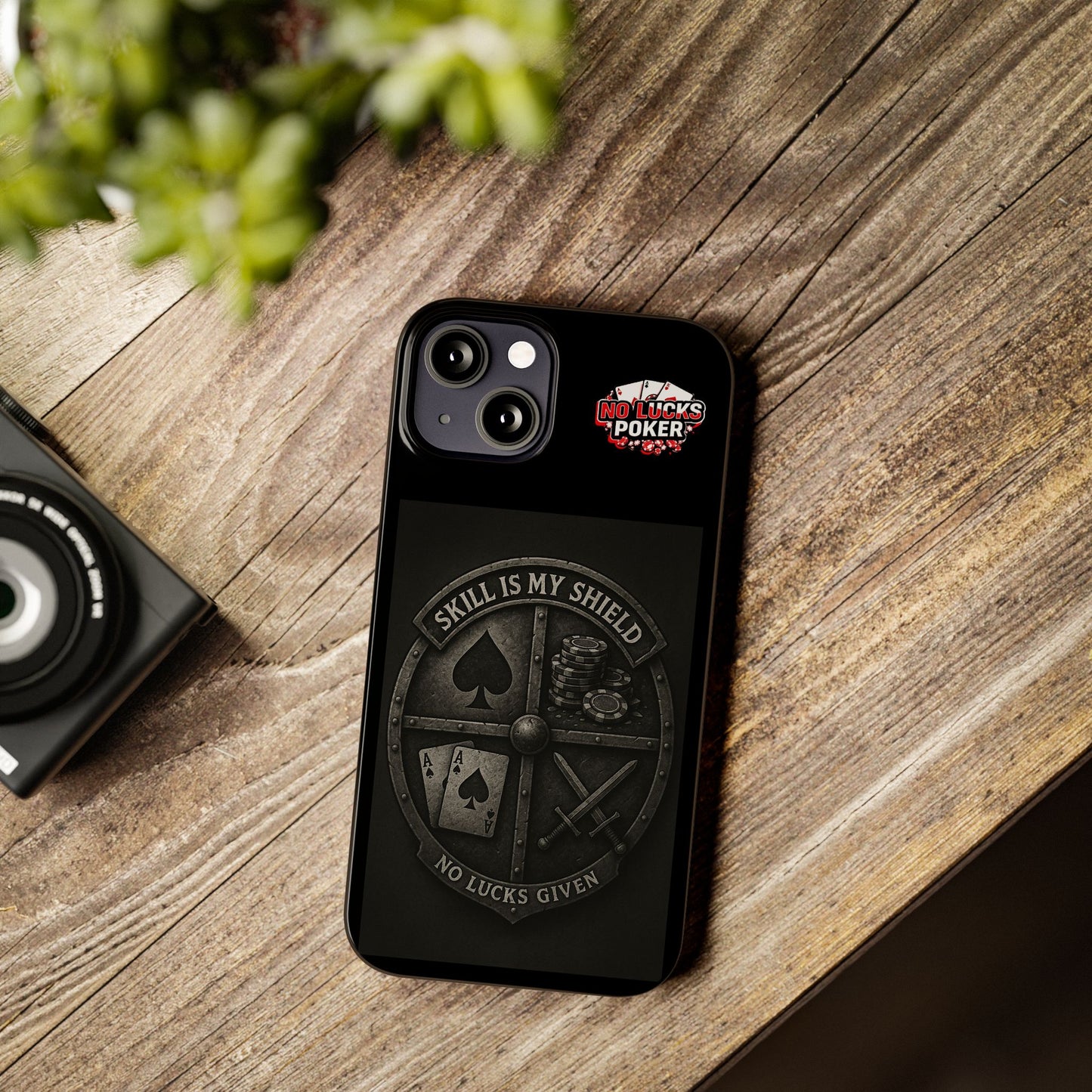 Skill Is My Shield Poker Phone Case | Zero Lucks – Ace of Spades & Crossed Swords -  iPhone 13 - 16