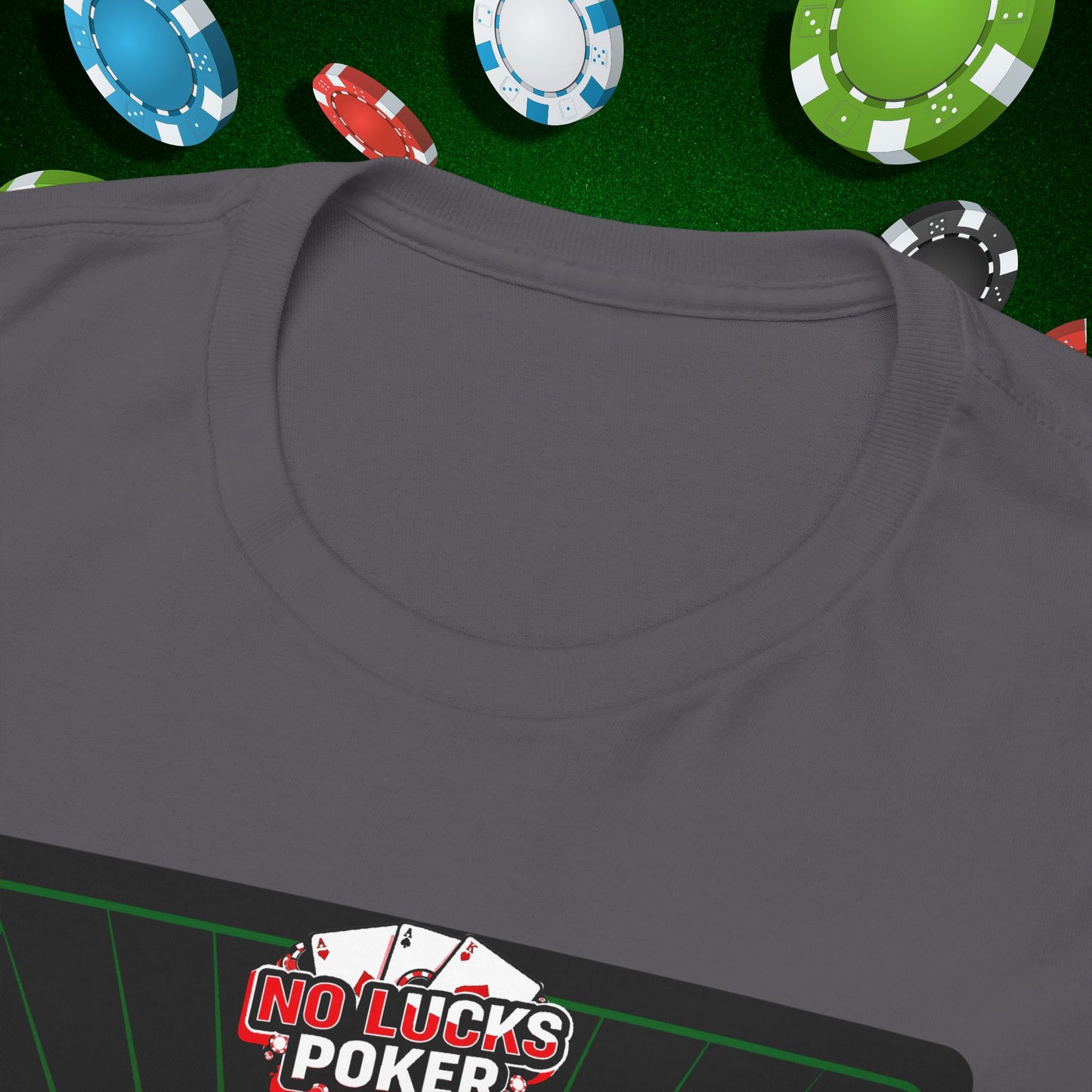 No Lucks Given Royal Skull King of Diamonds Red and Green Poker T-Shirt Must have Good Luck All-in