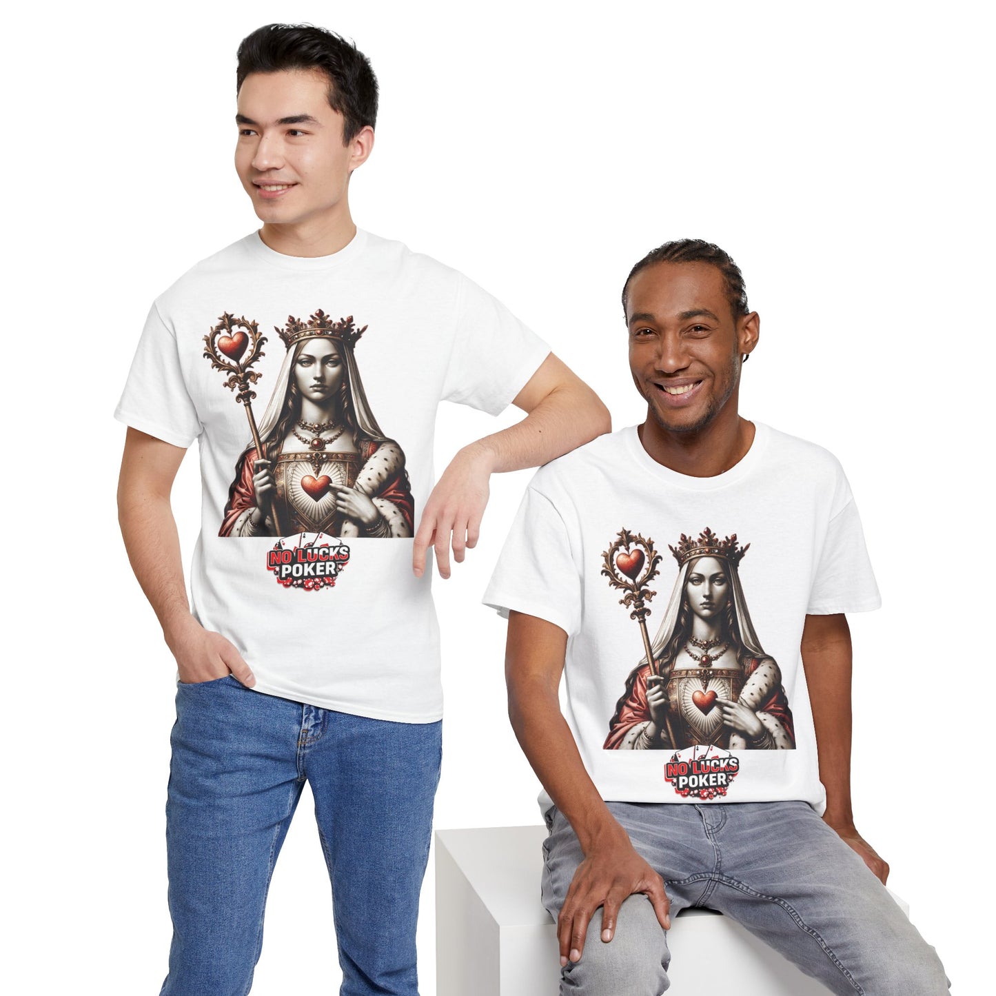 Queen of Hearts Poker T-Shirt | Unisex Heavy Cotton Tee