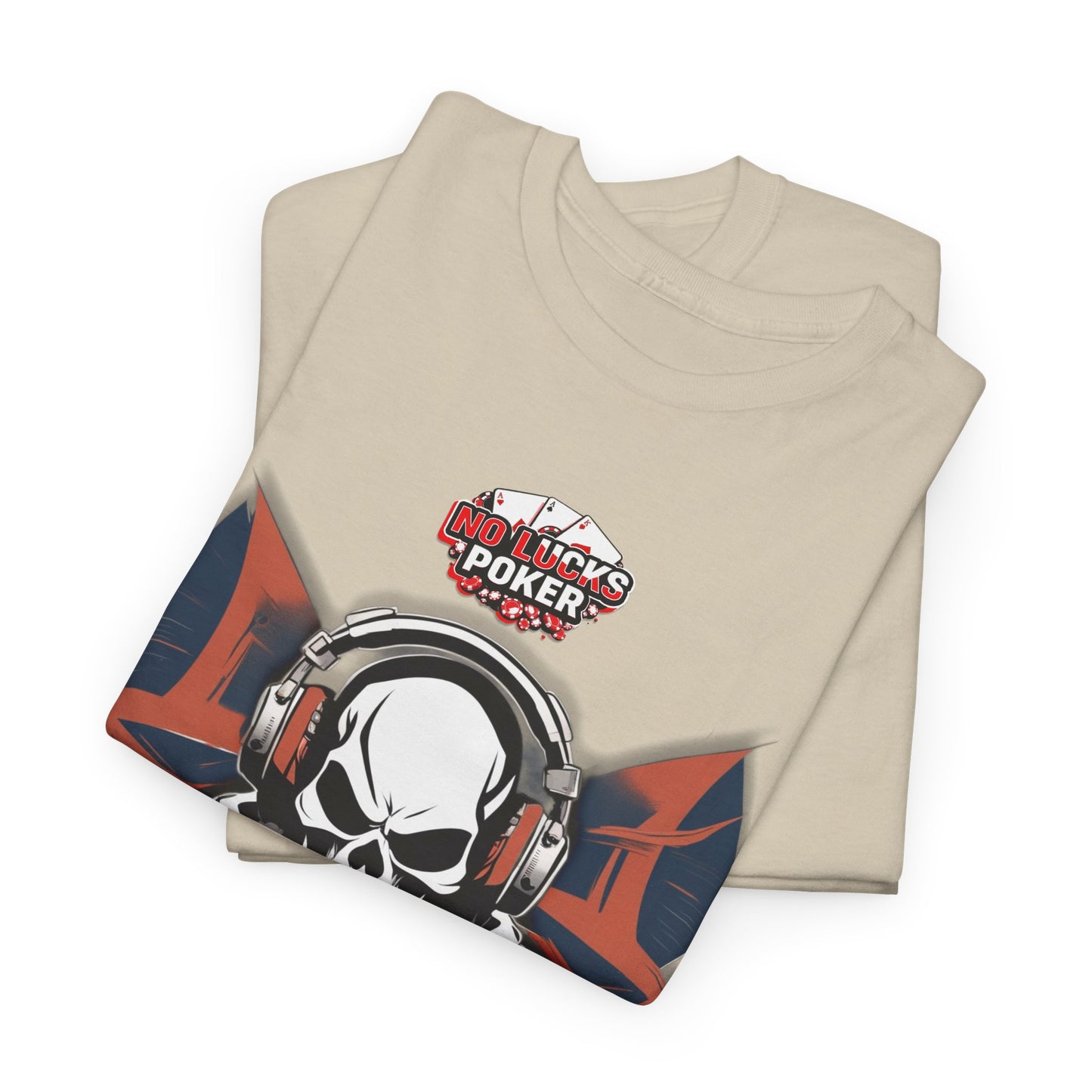 No Lucks Given – Hero/Villain Poker Skull Tee (Headphones Edition)