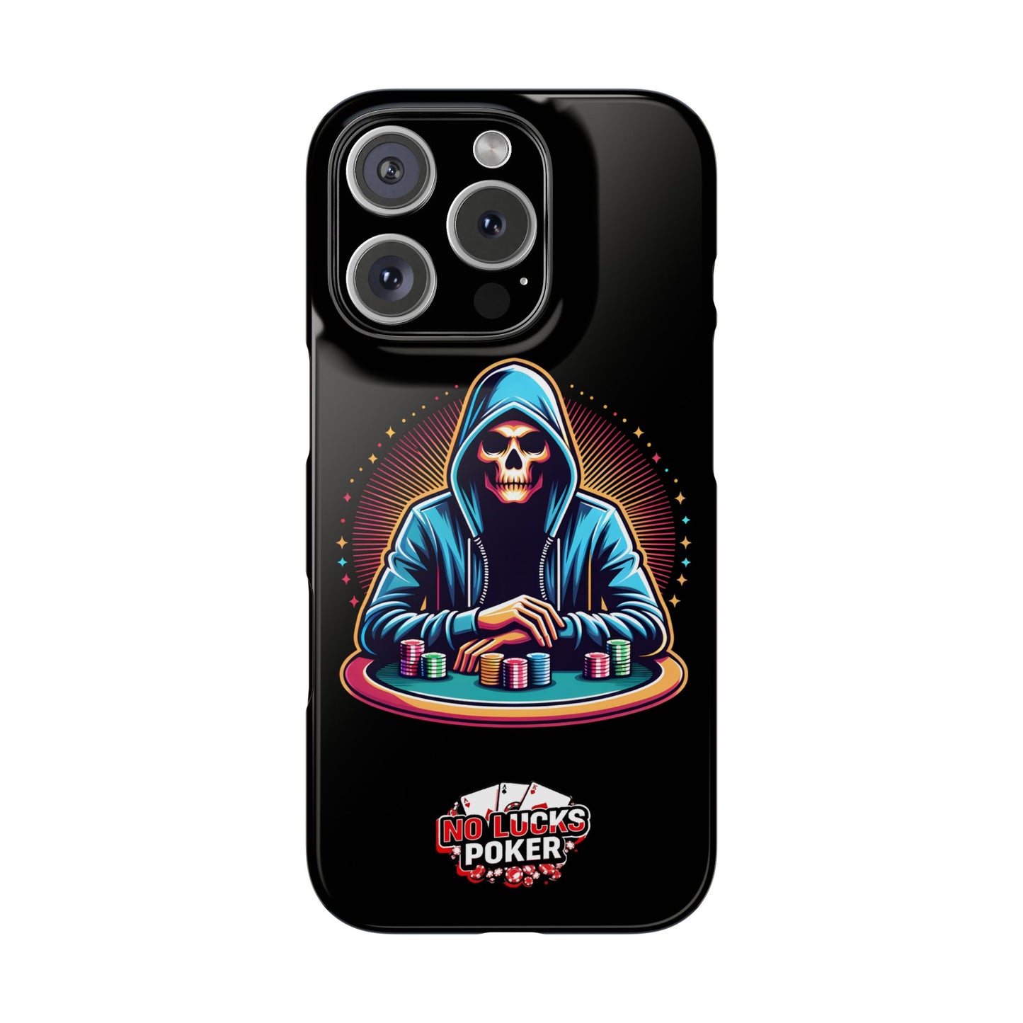 Poker Player with Skull at Poker Table Slim Phone Case -  iPhone 13 - 15