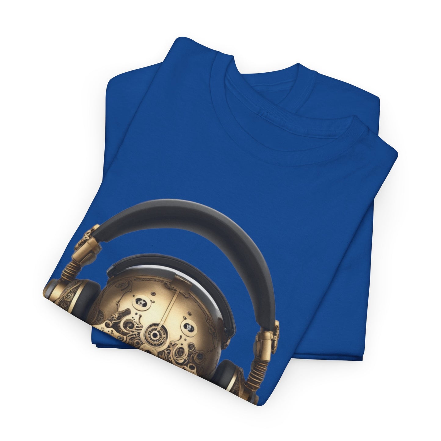 Clockwork steampunk Skull with headphones unisex heavy cotton T-shirt