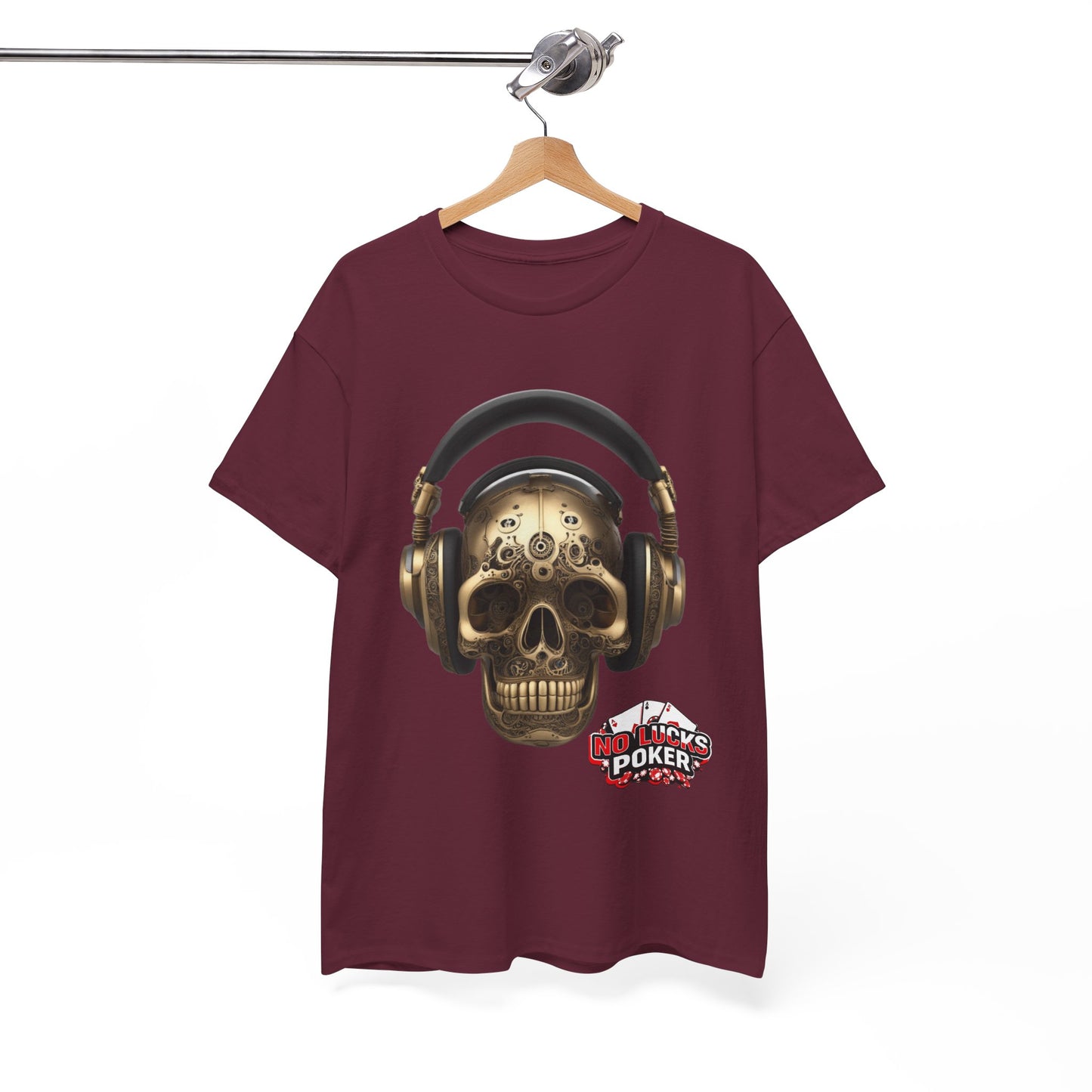 Clockwork steampunk Skull with headphones unisex heavy cotton T-shirt