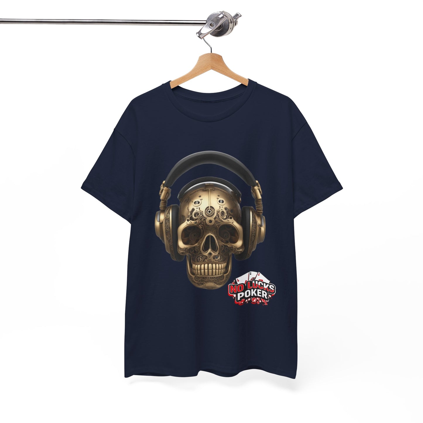 Clockwork steampunk Skull with headphones unisex heavy cotton T-shirt