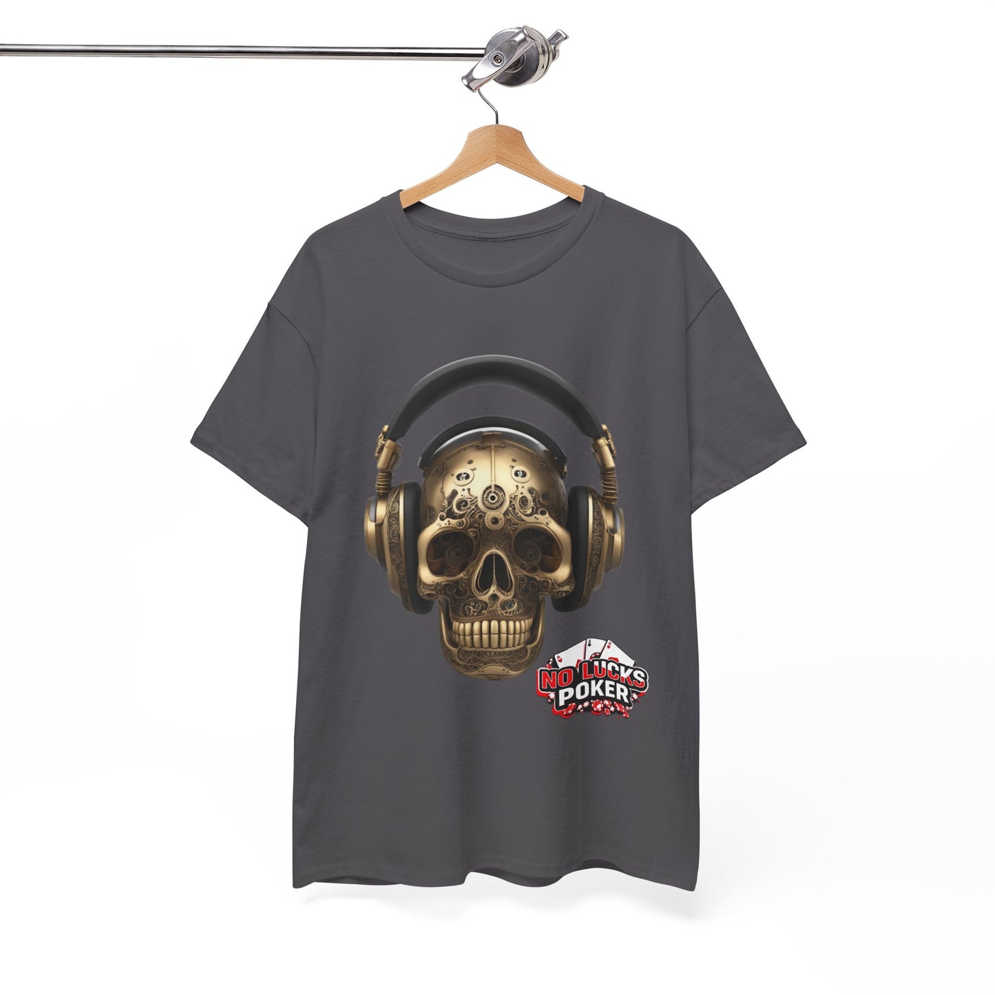 Clockwork steampunk Skull with headphones unisex heavy cotton T-shirt