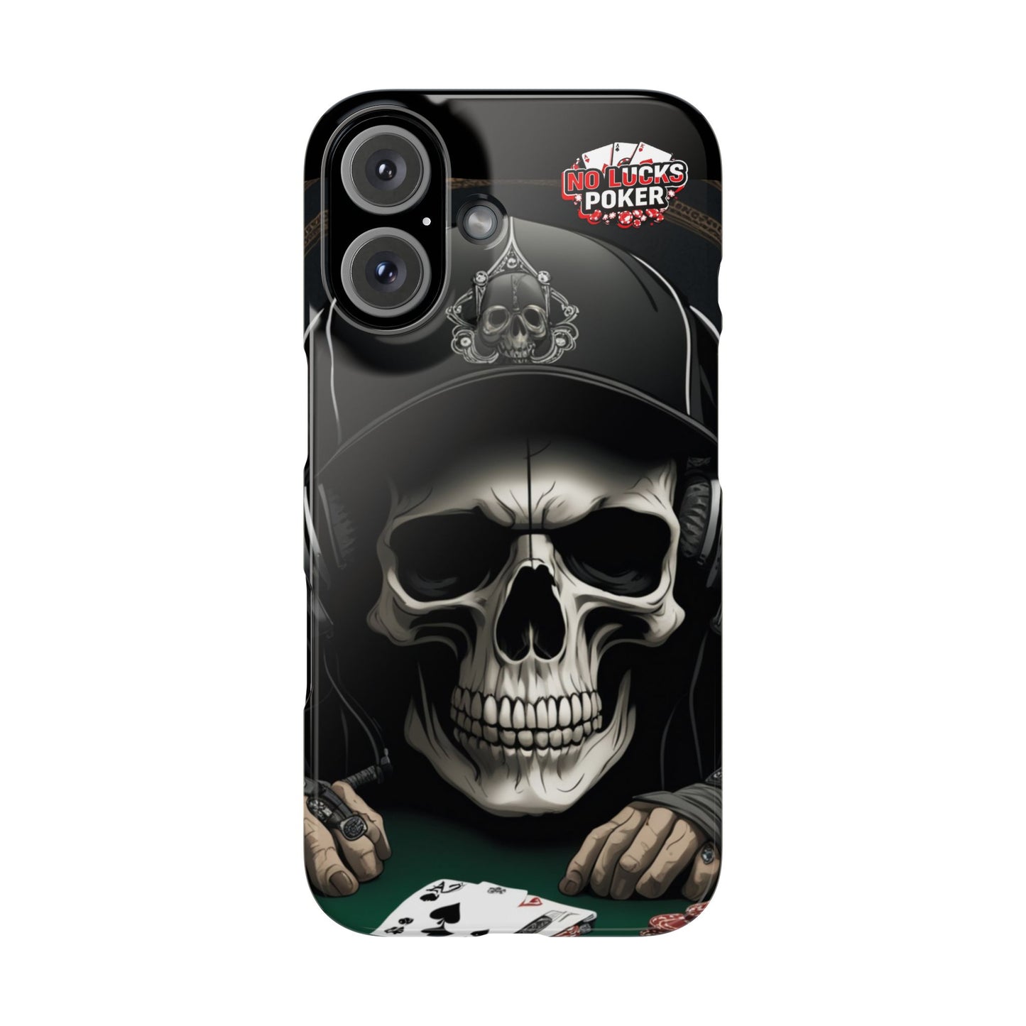 Poker Player with Skull at Poker Table Slim Phone Case -  iPhone 13 - 16