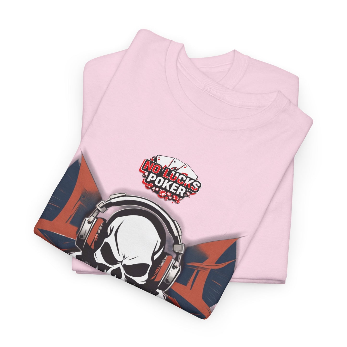 No Lucks Given – Hero/Villain Poker Skull Tee (Headphones Edition)