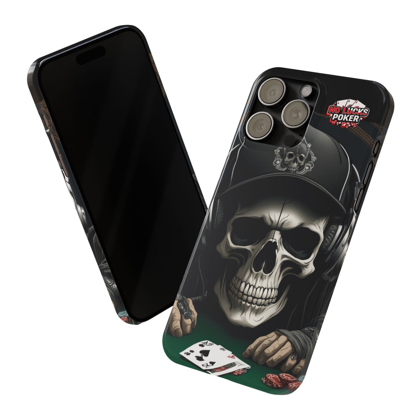 Poker Player with Skull at Poker Table Slim Phone Case -  iPhone 13 - 16