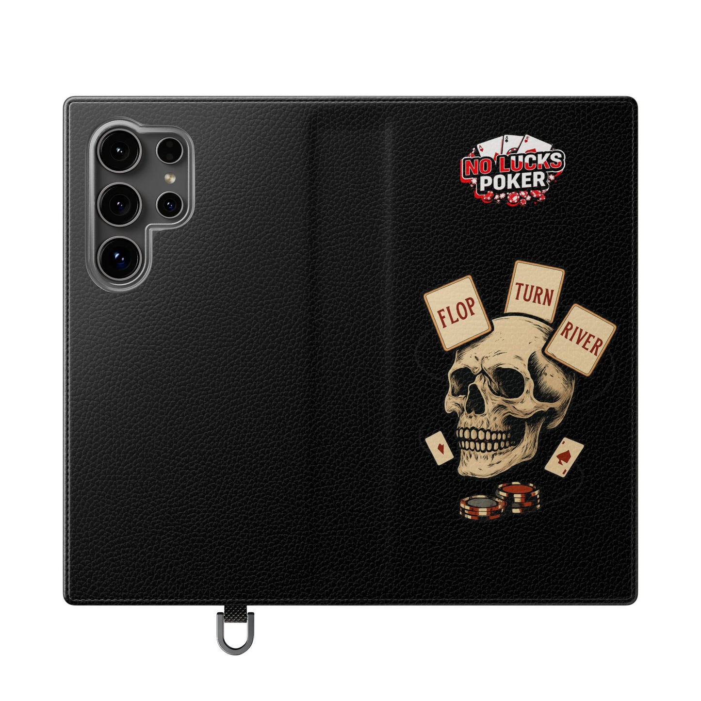 Flop Turn River Skull Wallet Phone Case | Zero Lucks – Poker Grind Gear