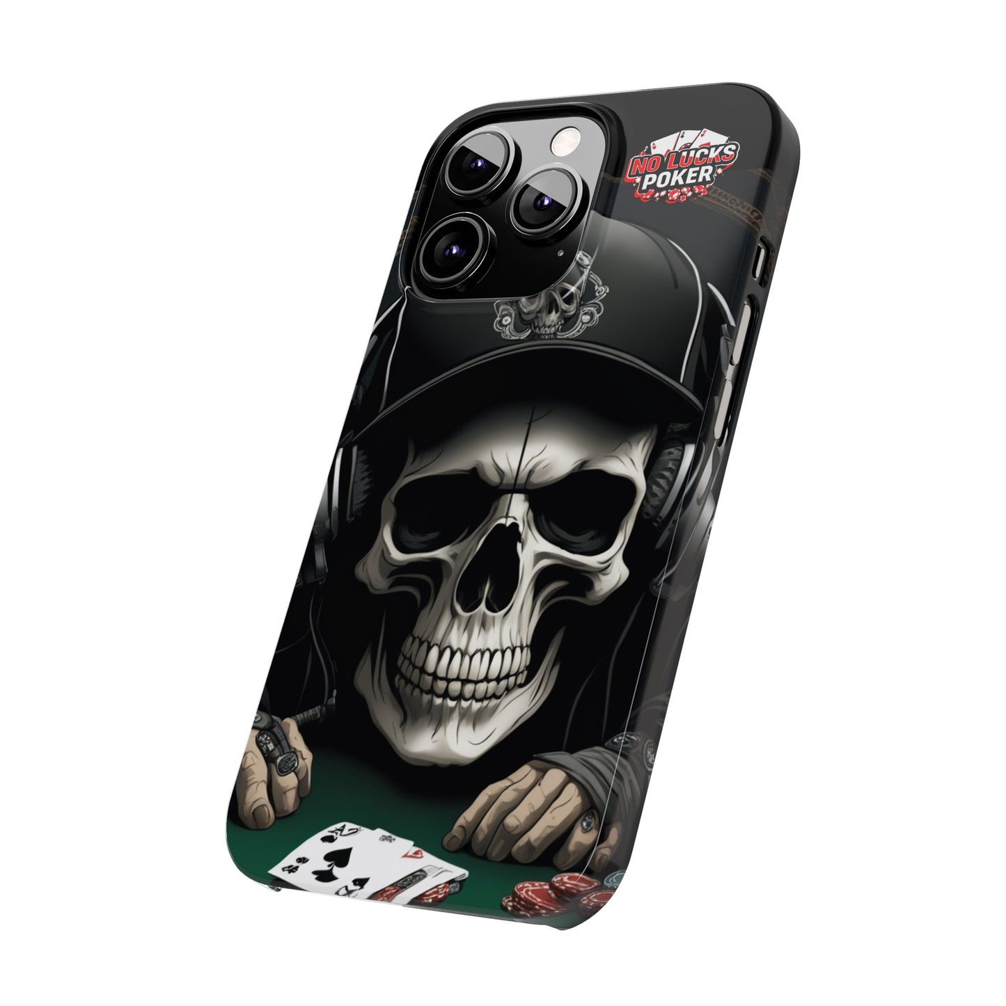 Poker Player with Skull at Poker Table Slim Phone Case -  iPhone 13 - 16