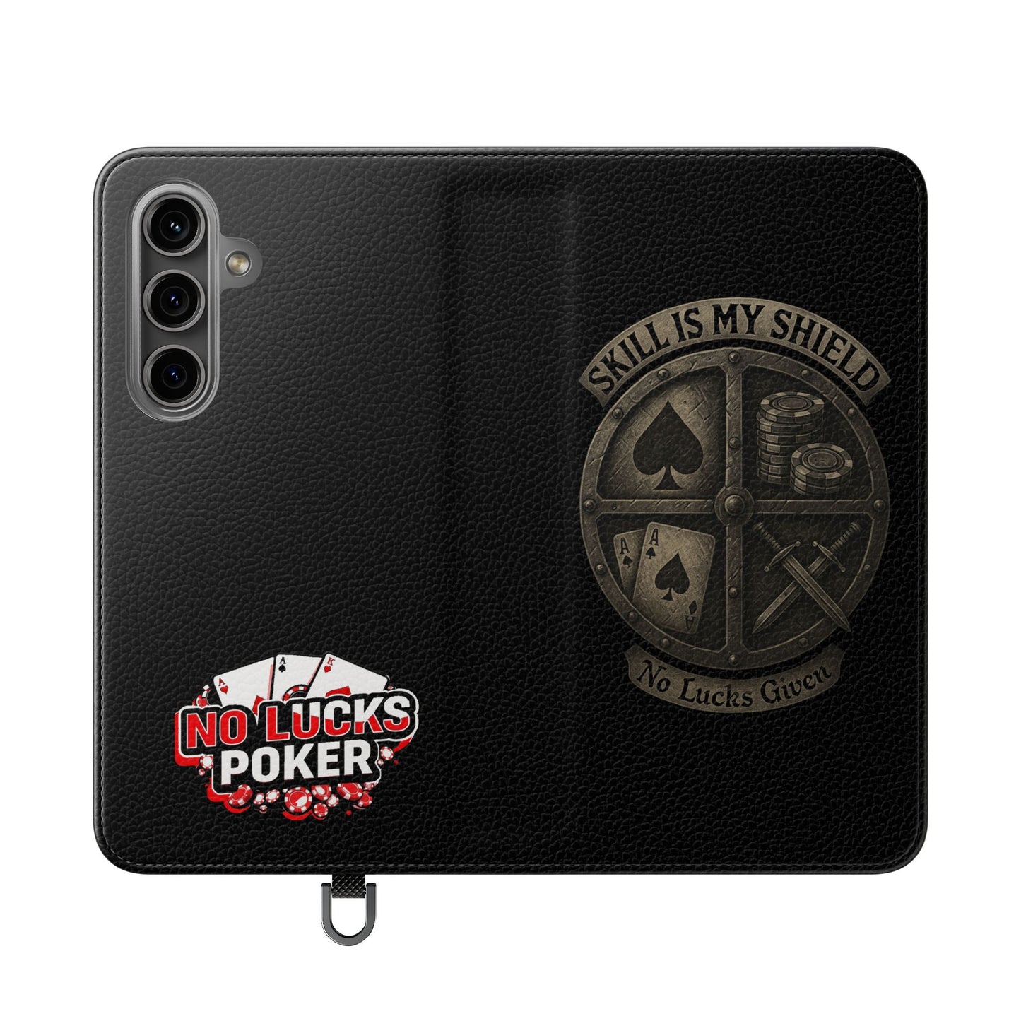 Skill Is My Shield Poker Phone Case | Zero Lucks – Ace of Spades & Crossed Swords – iPhone & Android Phone Cover