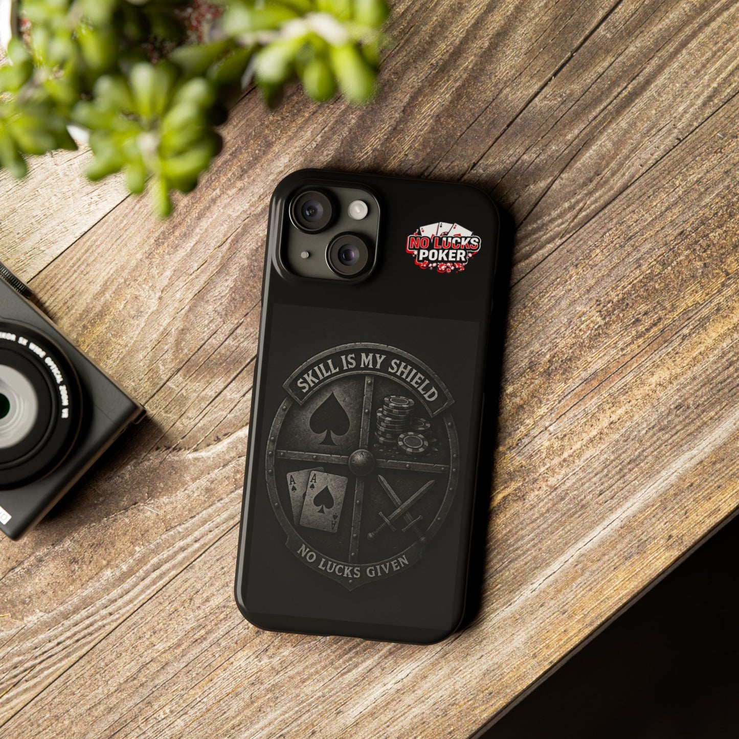 Skill Is My Shield Poker Phone Case | Zero Lucks – Ace of Spades & Crossed Swords -  iPhone 13 - 16